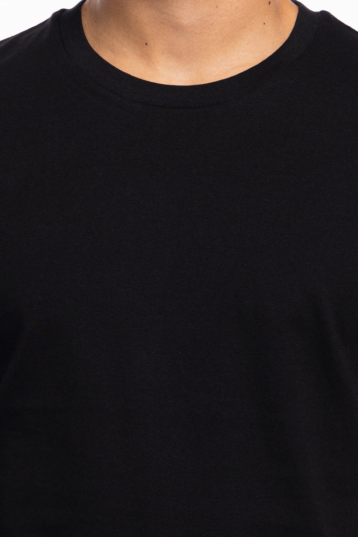 T-shirt da uomo in cotone nera organico tinta unita regular fit elasticizzata girocollo
