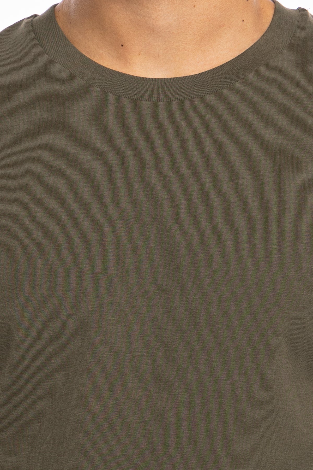 T-shirt da uomo in cotone organico tinta unita verde oliva regular fit elasticizzata girocollo