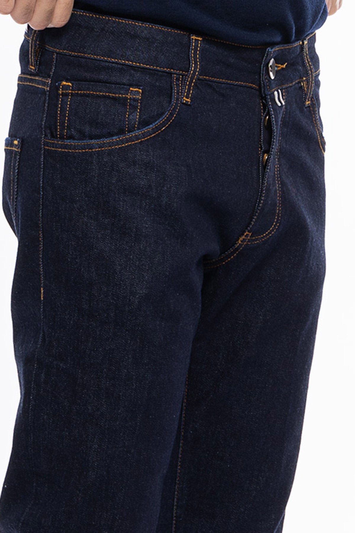 Jeans uomo slim lavaggio zero modello 5 tasche cuciture in contrasto made in italy