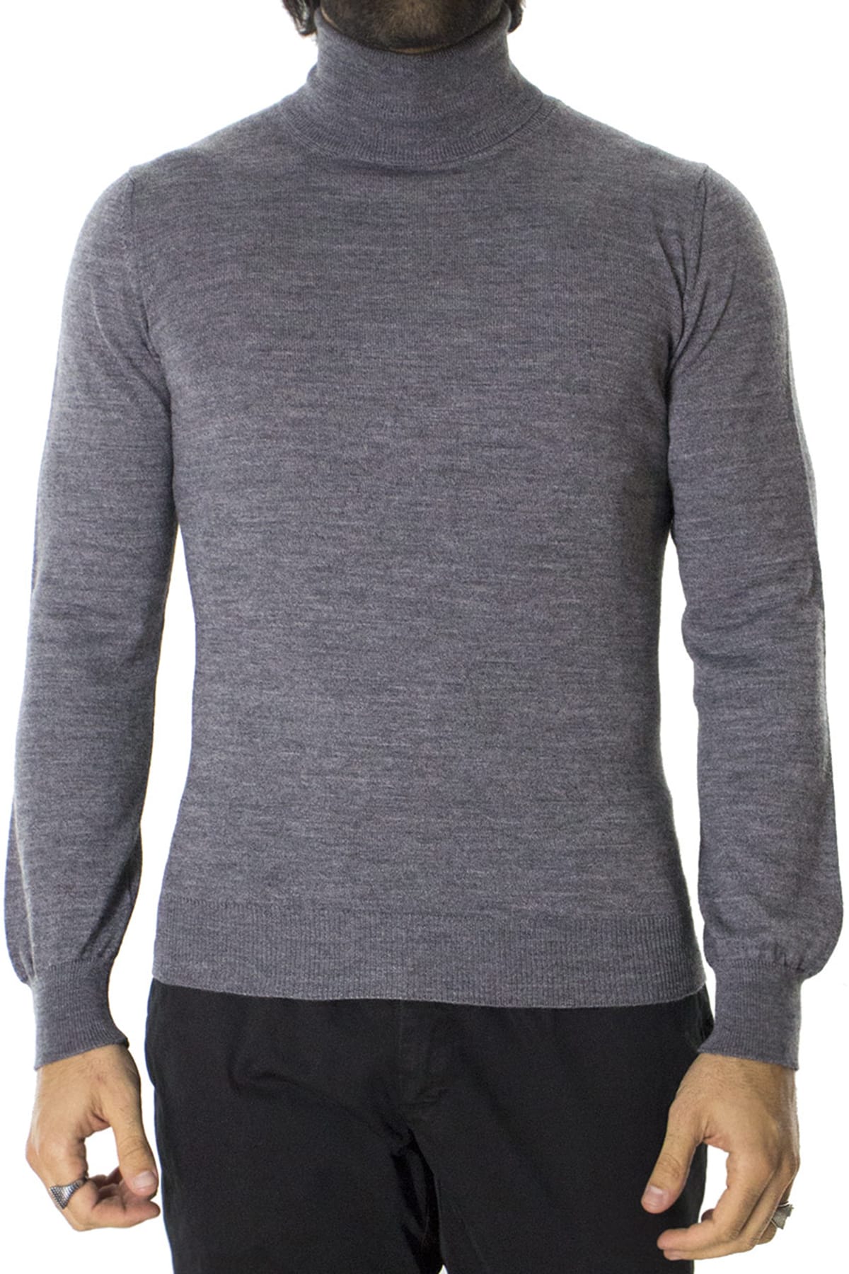 Maglioncini dolcevita uomo tinta unita lana merinos extra slim fit made in italy
