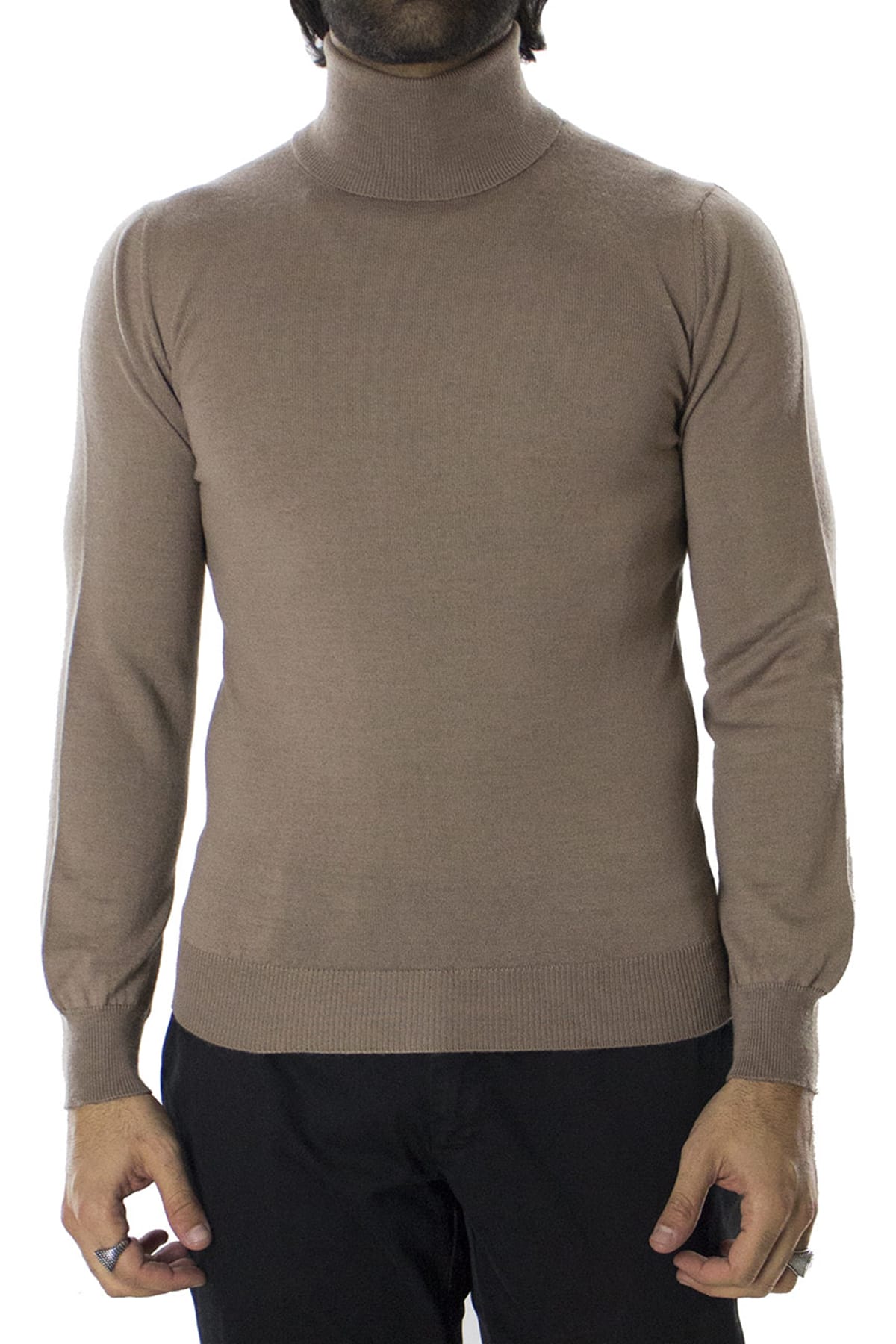 Maglioncini dolcevita uomo tinta unita lana merinos extra slim fit made in italy