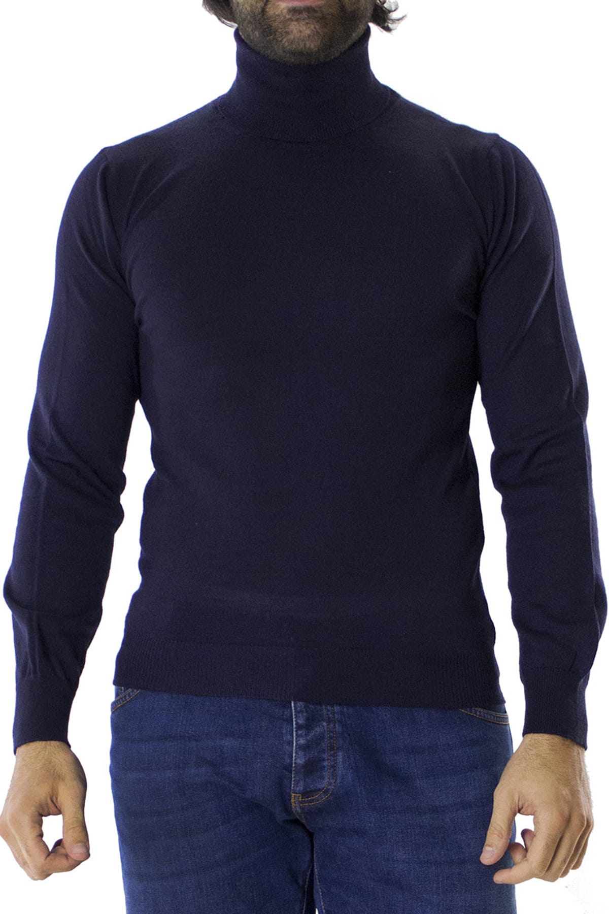 Maglioncini dolcevita uomo tinta unita lana merinos extra slim fit made in italy