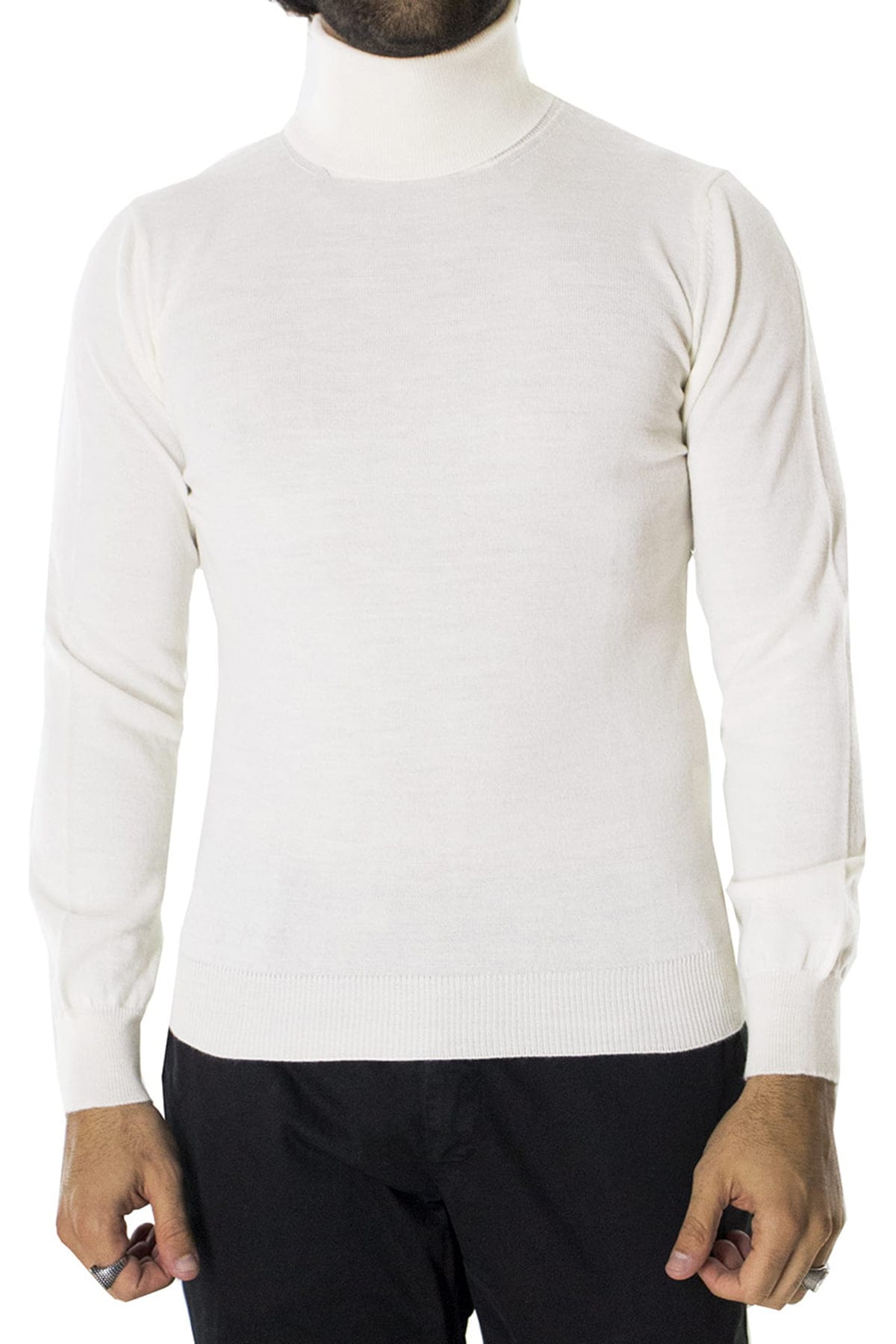 Maglioncini dolcevita uomo tinta unita lana merinos extra slim fit made in italy