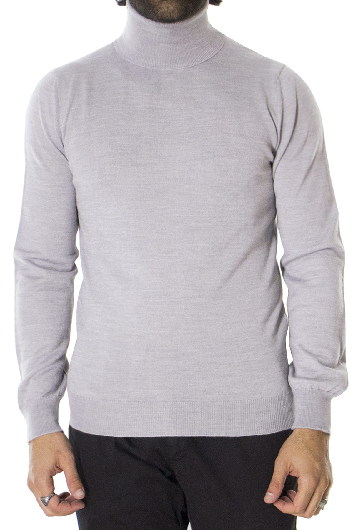 Maglioncini dolcevita uomo tinta unita lana merinos extra slim fit made in italy