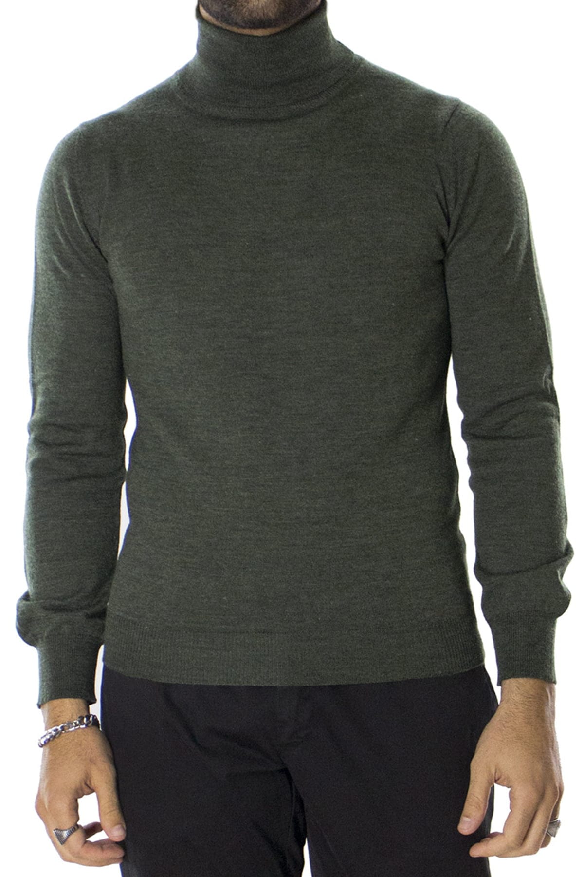 Maglioncini dolcevita uomo tinta unita lana merinos extra slim fit made in italy