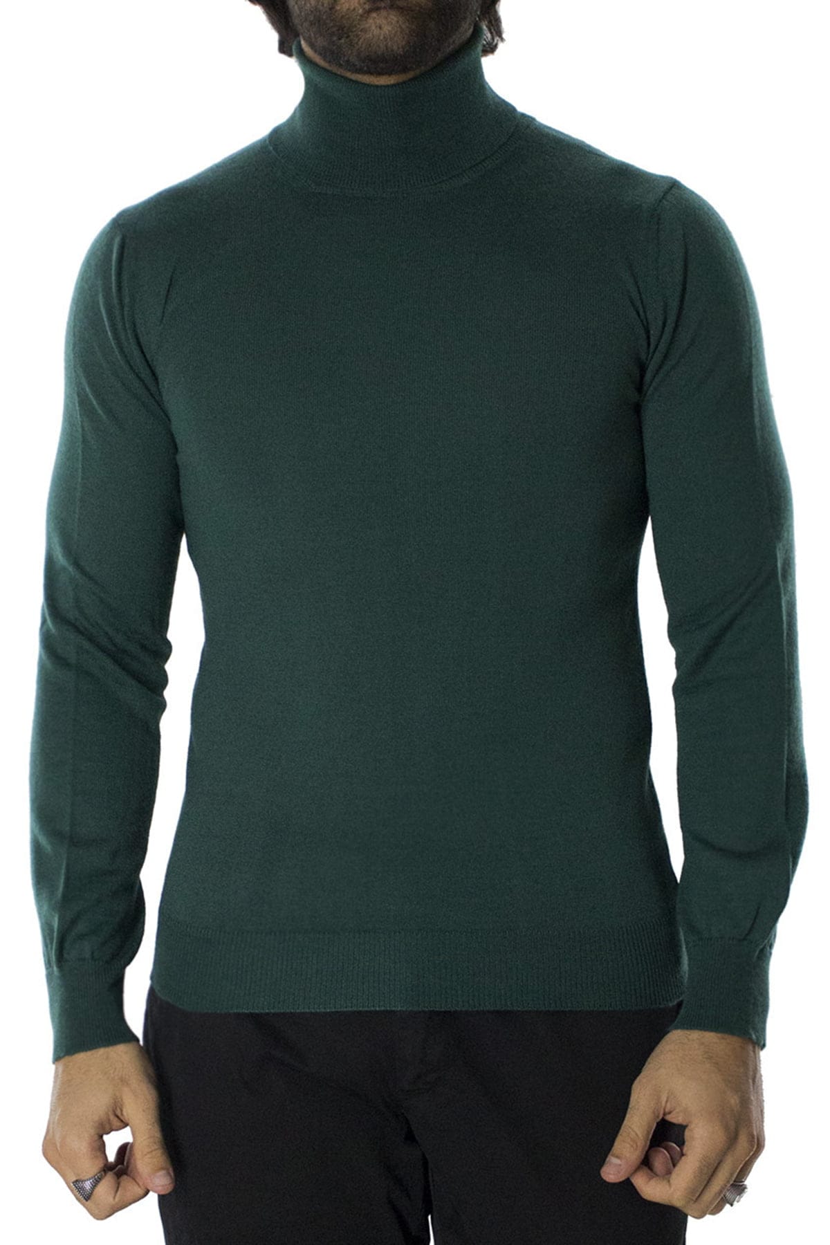 Maglioncini dolcevita uomo tinta unita lana merinos extra slim fit made in italy