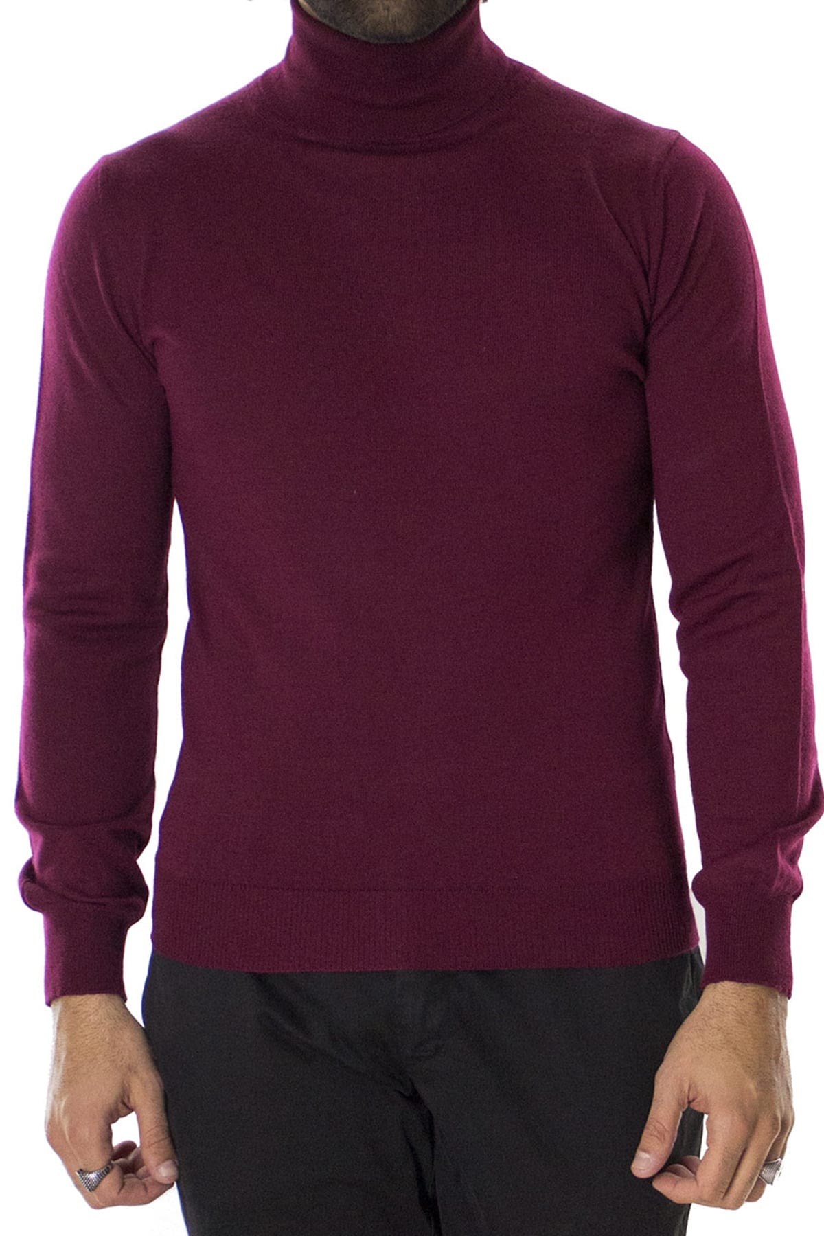 Maglioncini dolcevita uomo tinta unita lana merinos extra slim fit made in italy
