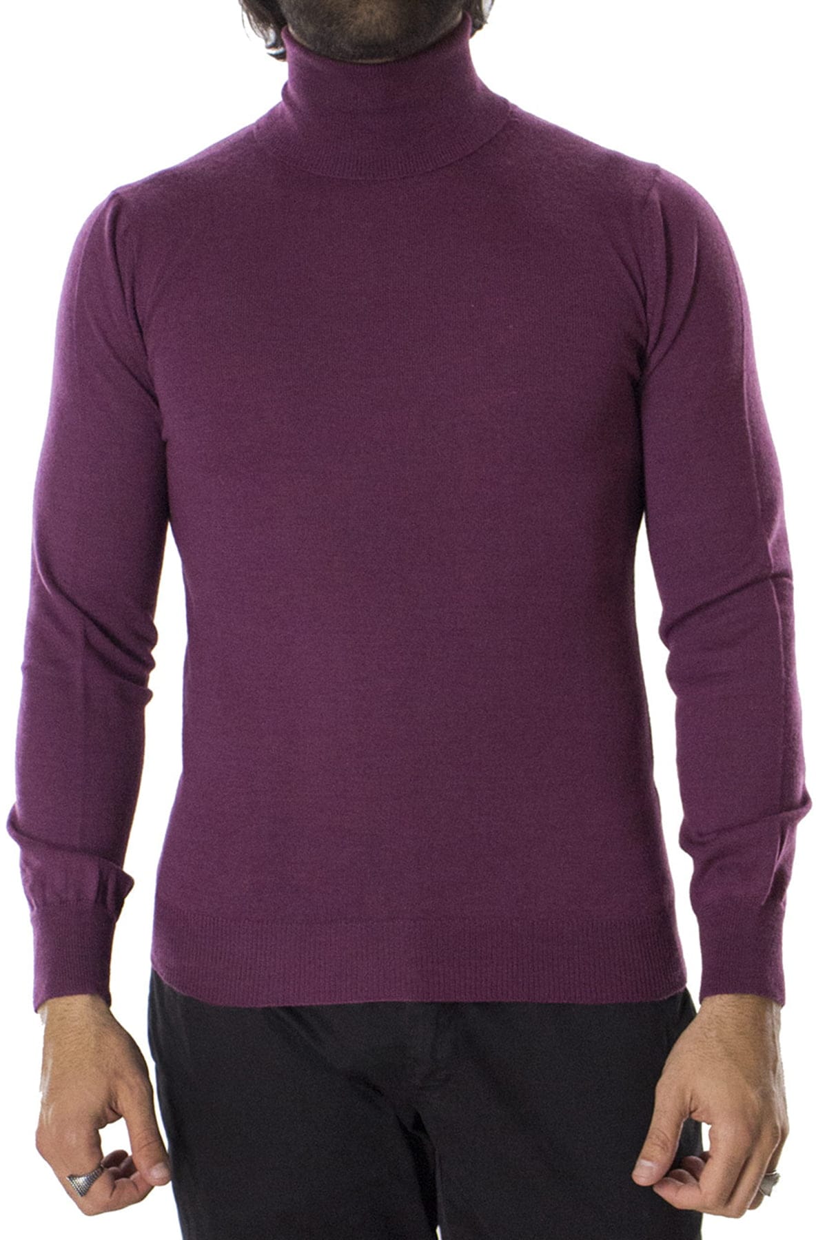 Maglioncini dolcevita uomo tinta unita lana merinos extra slim fit made in italy