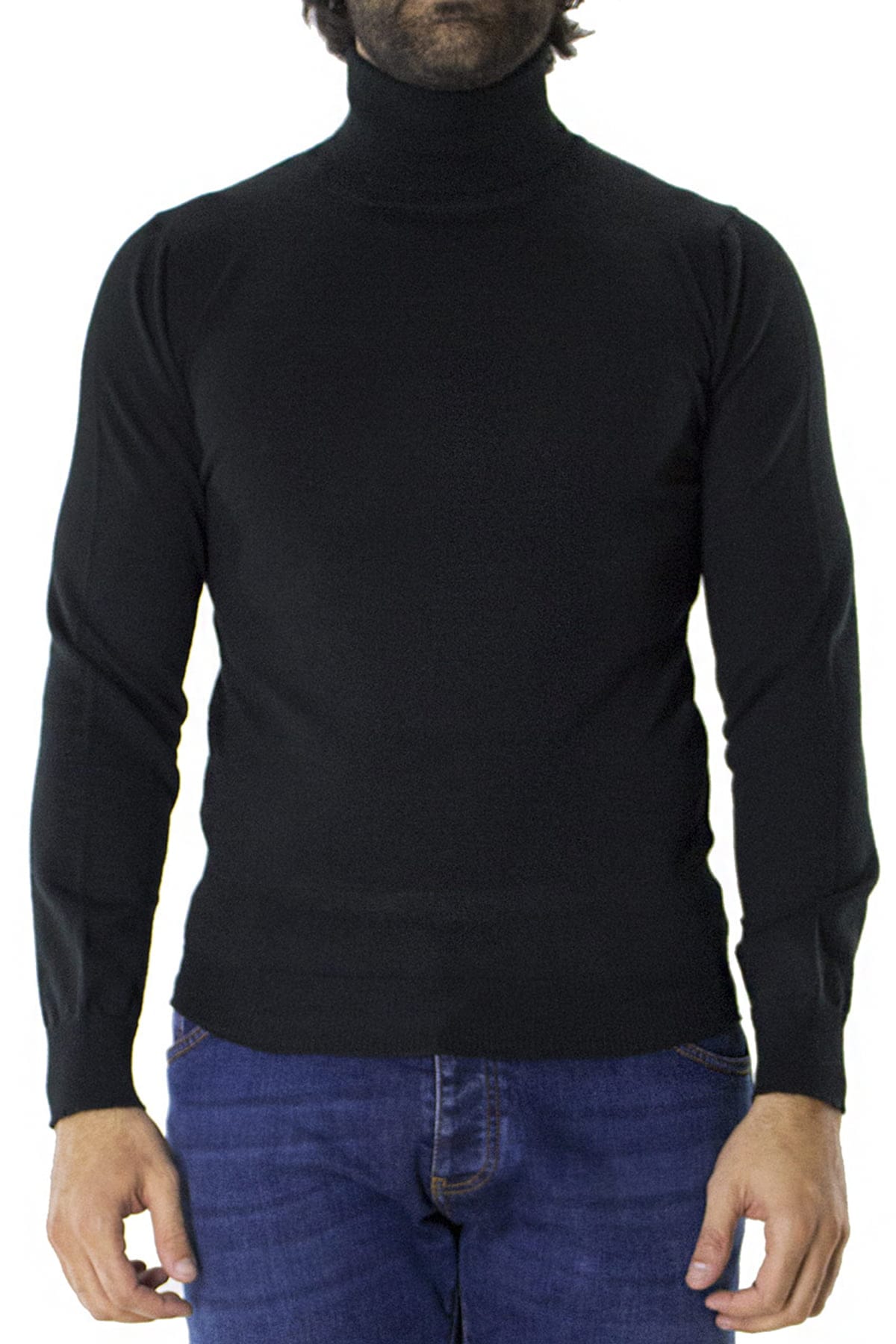 Maglioncini dolcevita uomo tinta unita lana merinos extra slim fit made in italy