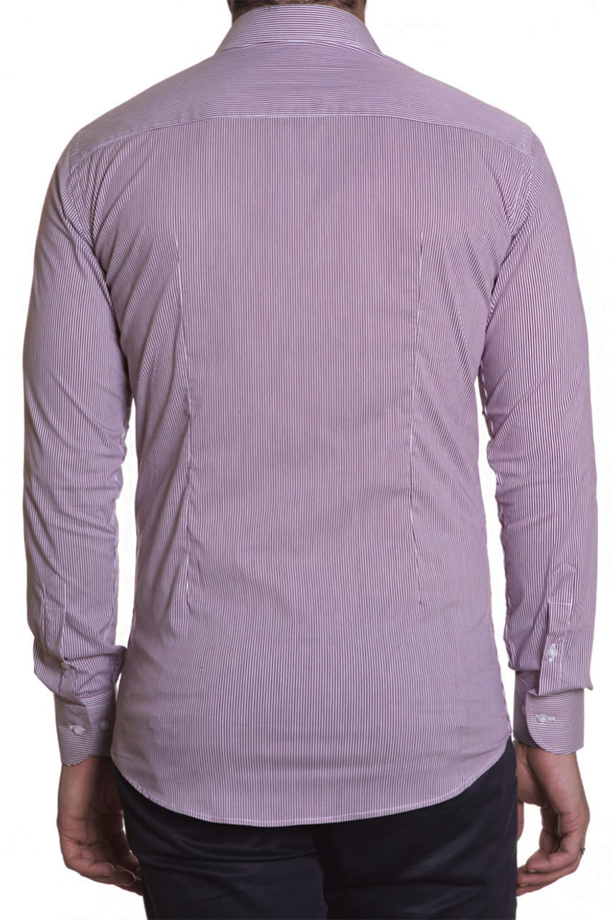 Camicia Uomo millerighe Slim fit in cotone Elasticizzata Collo semi francese Casual e Elegante