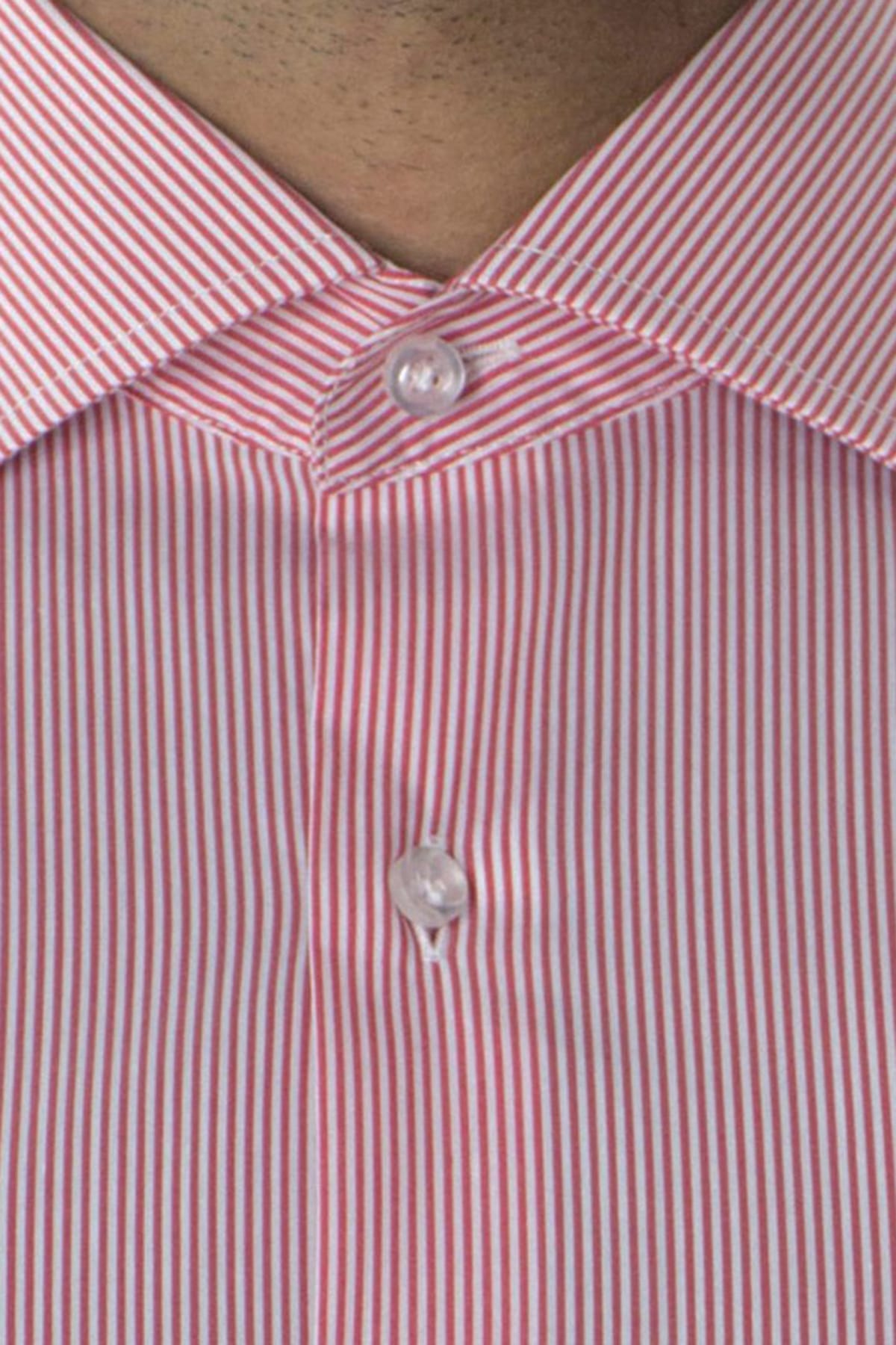 Camicia Uomo millerighe Slim fit in cotone Elasticizzata Collo semi francese Casual e Elegante