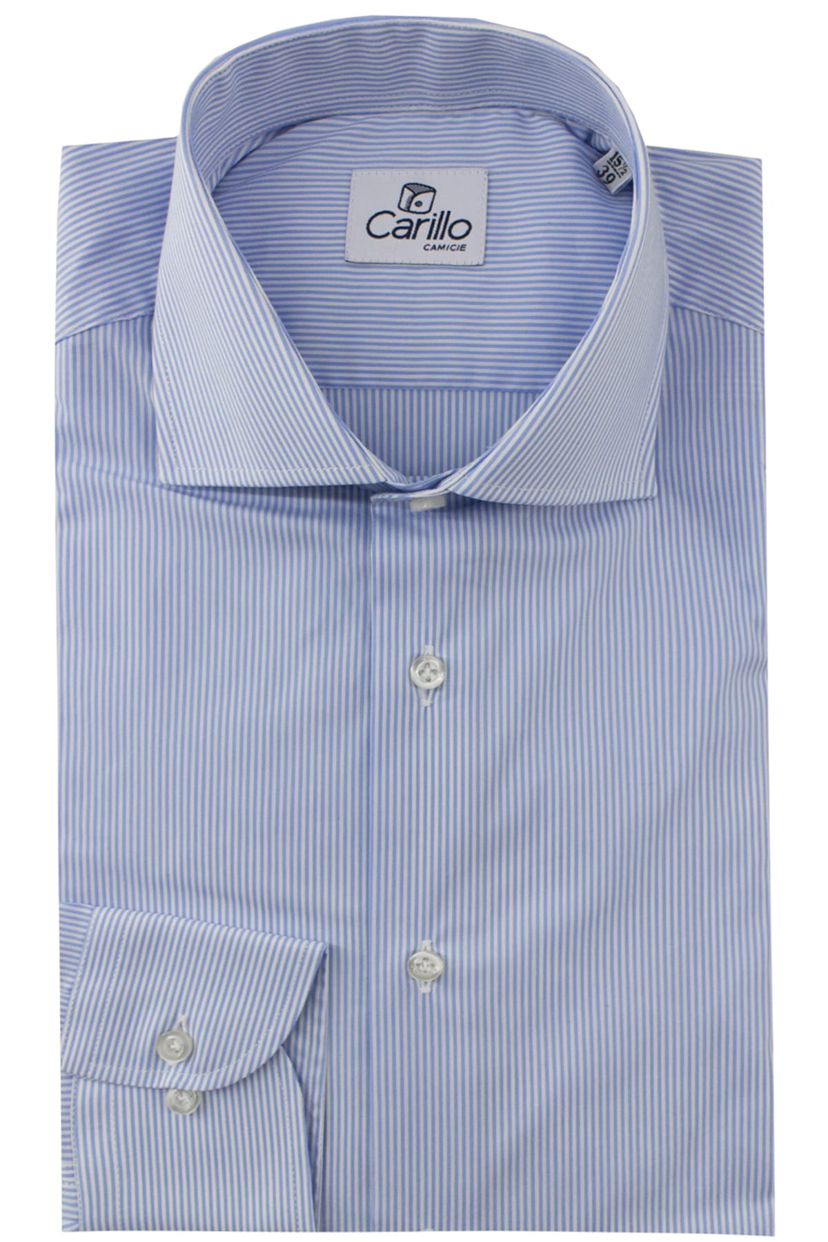 Camicia Uomo millerighe Slim fit in cotone Elasticizzata Collo semi francese Casual e Elegante
