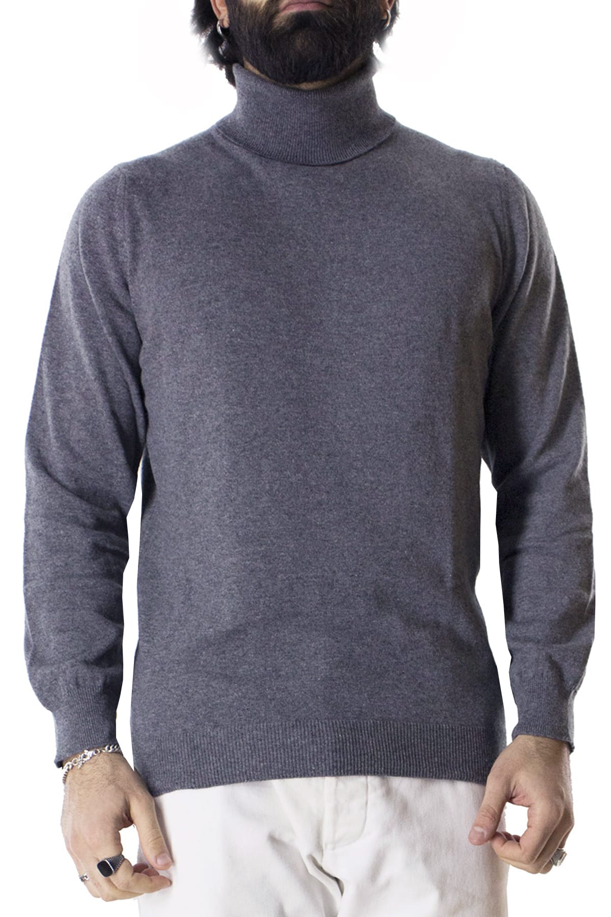 Maglione uomo Collo Alto in cashmere slim fit made in italy invernale
