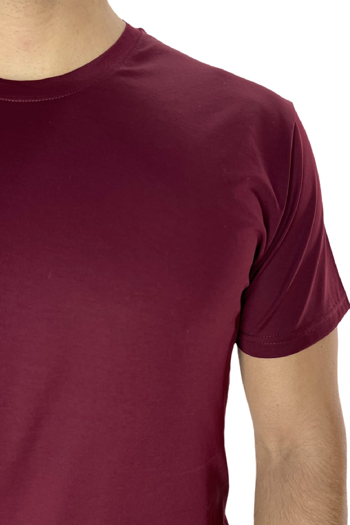 T-shirt da uomo bordeaux in cotone 100% Filo di scozia slim fit tinta unita Made In Italy