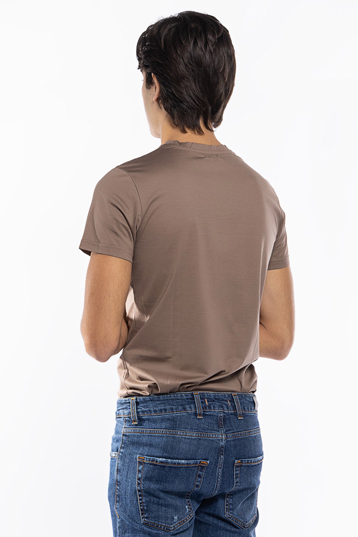 T-shirt da uomo Fango in cotone 100%  Filo di scozia slim fit tinta unita Made In Italy