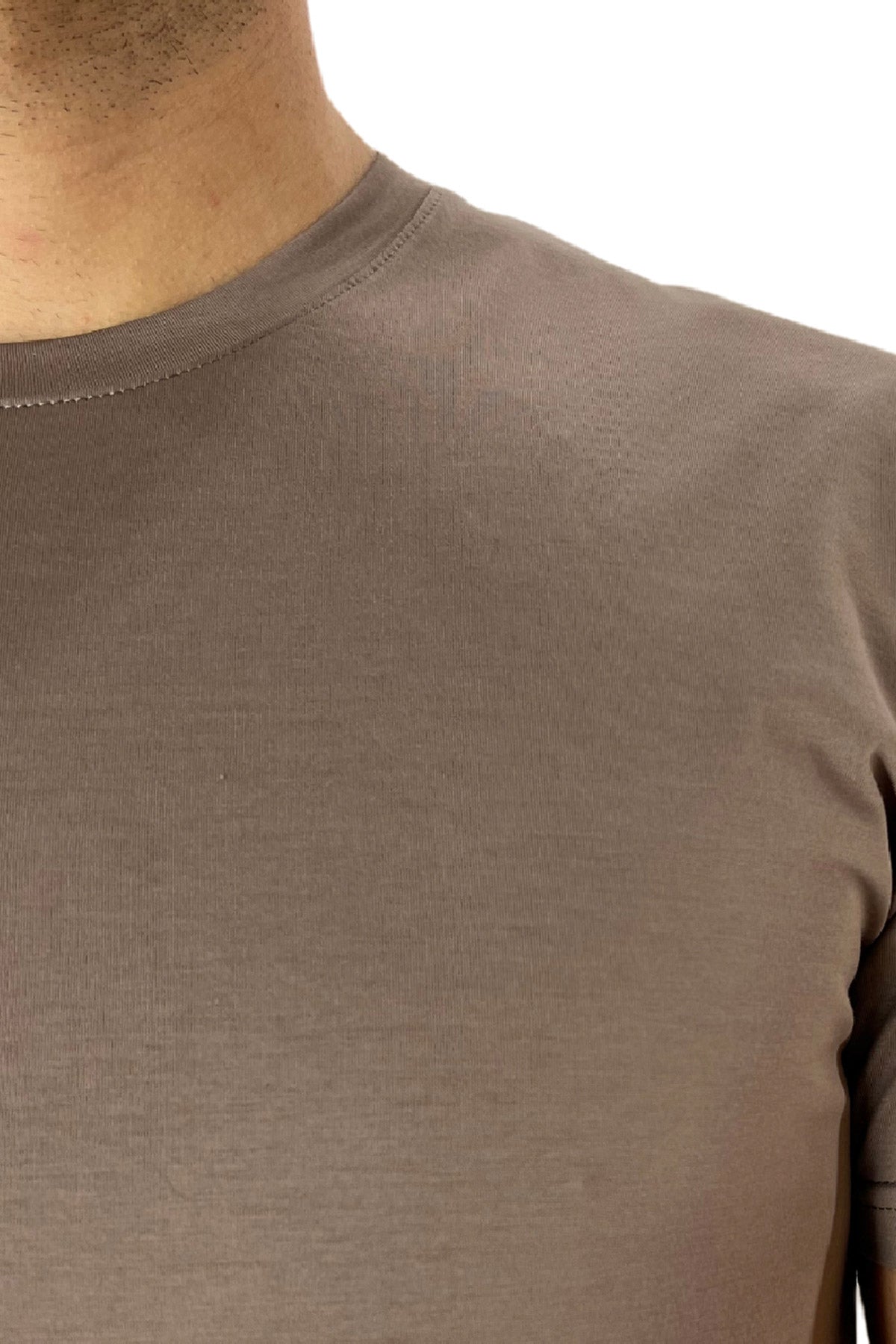 T-shirt da uomo Fango in cotone 100%  Filo di scozia slim fit tinta unita Made In Italy