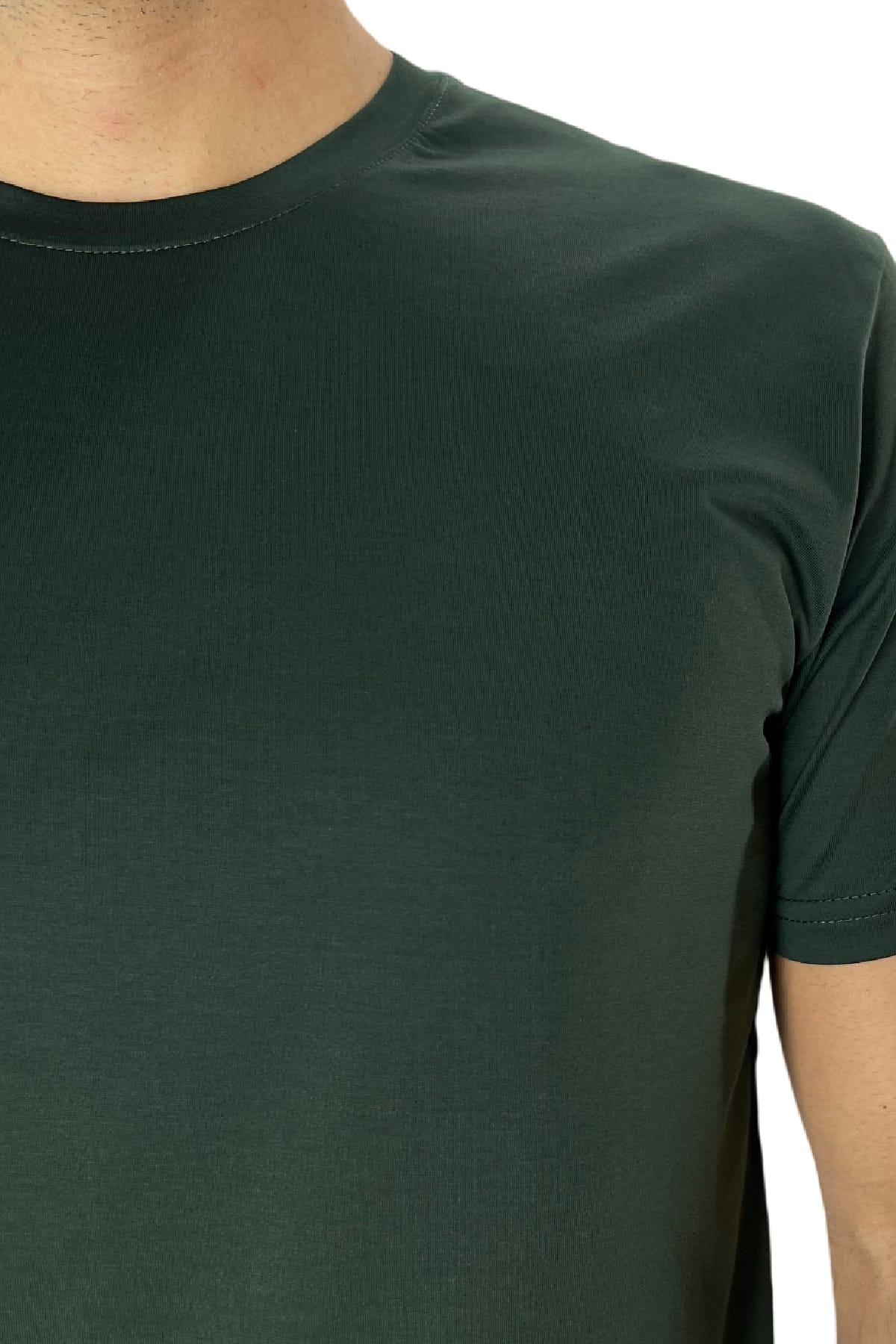 T-shirt da uomo Verde in cotone 100%  Filo di scozia slim fit tinta unita Made In Italy