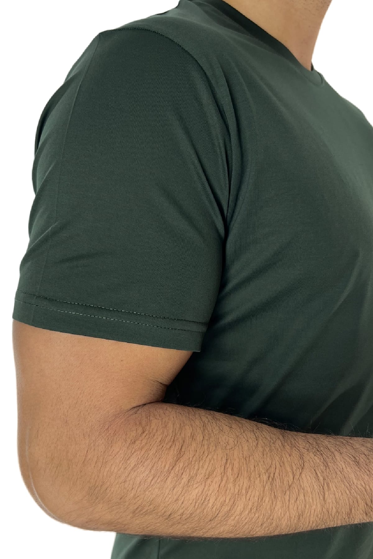 T-shirt da uomo Verde in cotone 100%  Filo di scozia slim fit tinta unita Made In Italy