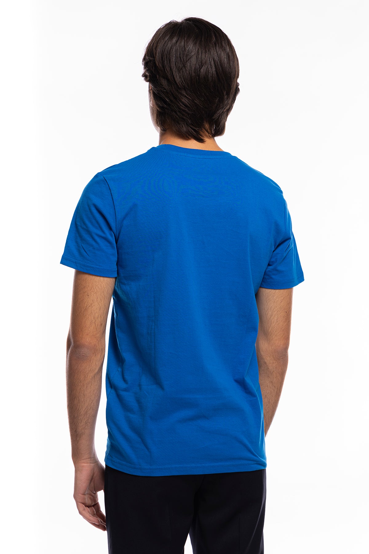 T-shirt da uomo Royal blu in cotone organico tinta unita regular fit elasticizzata girocollo