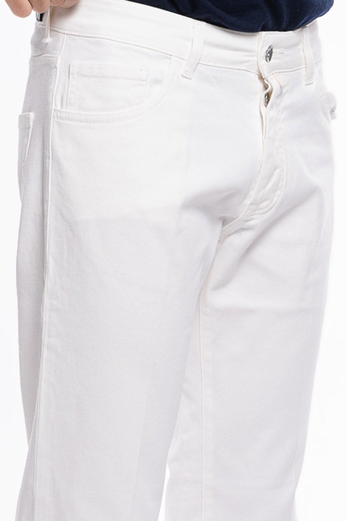 Jeans uomo bianco tinta unita modello 5 tasche slim fit made in italy