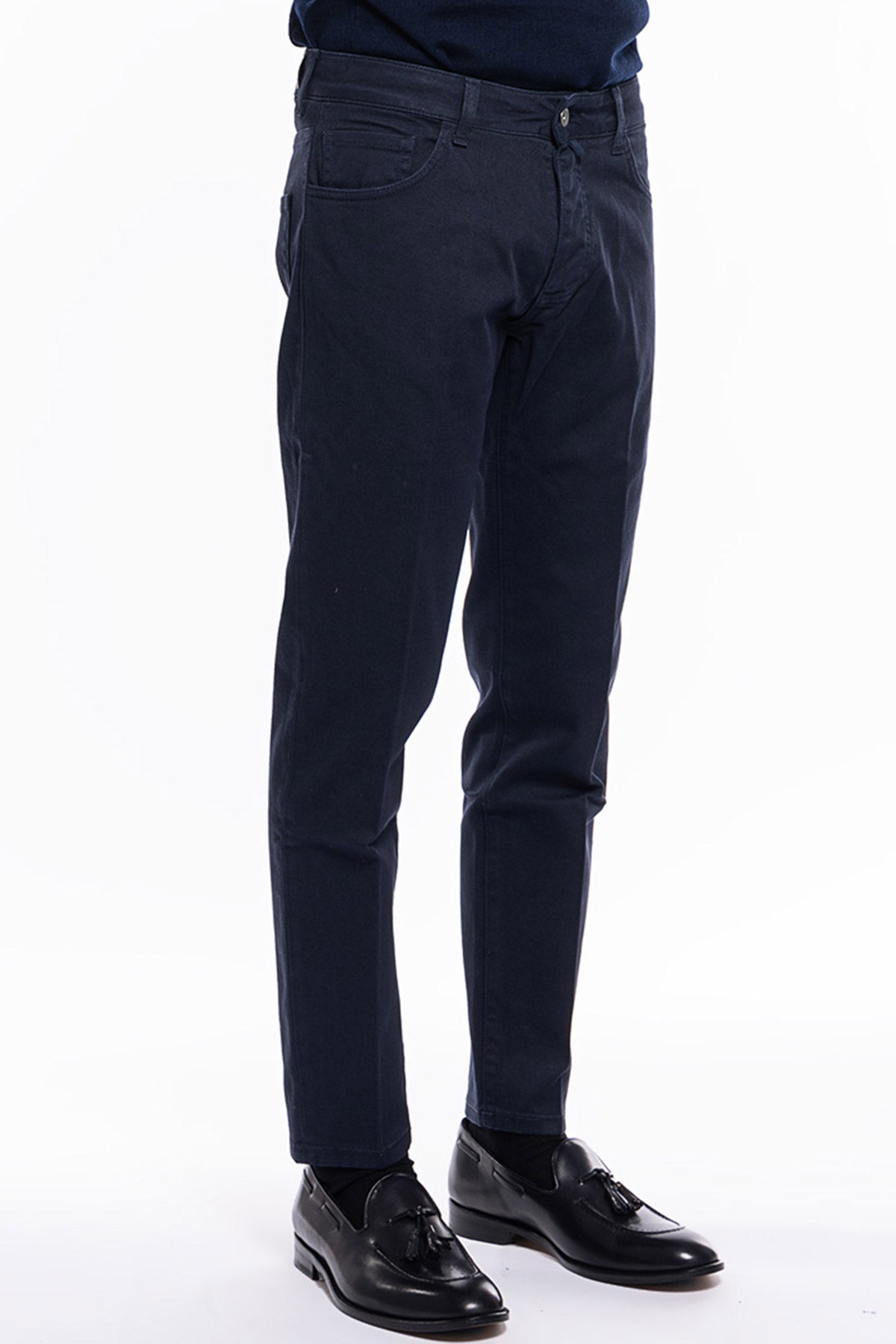 Jeans uomo Blu tinta unita modello 5 tasche slim fit made in italy