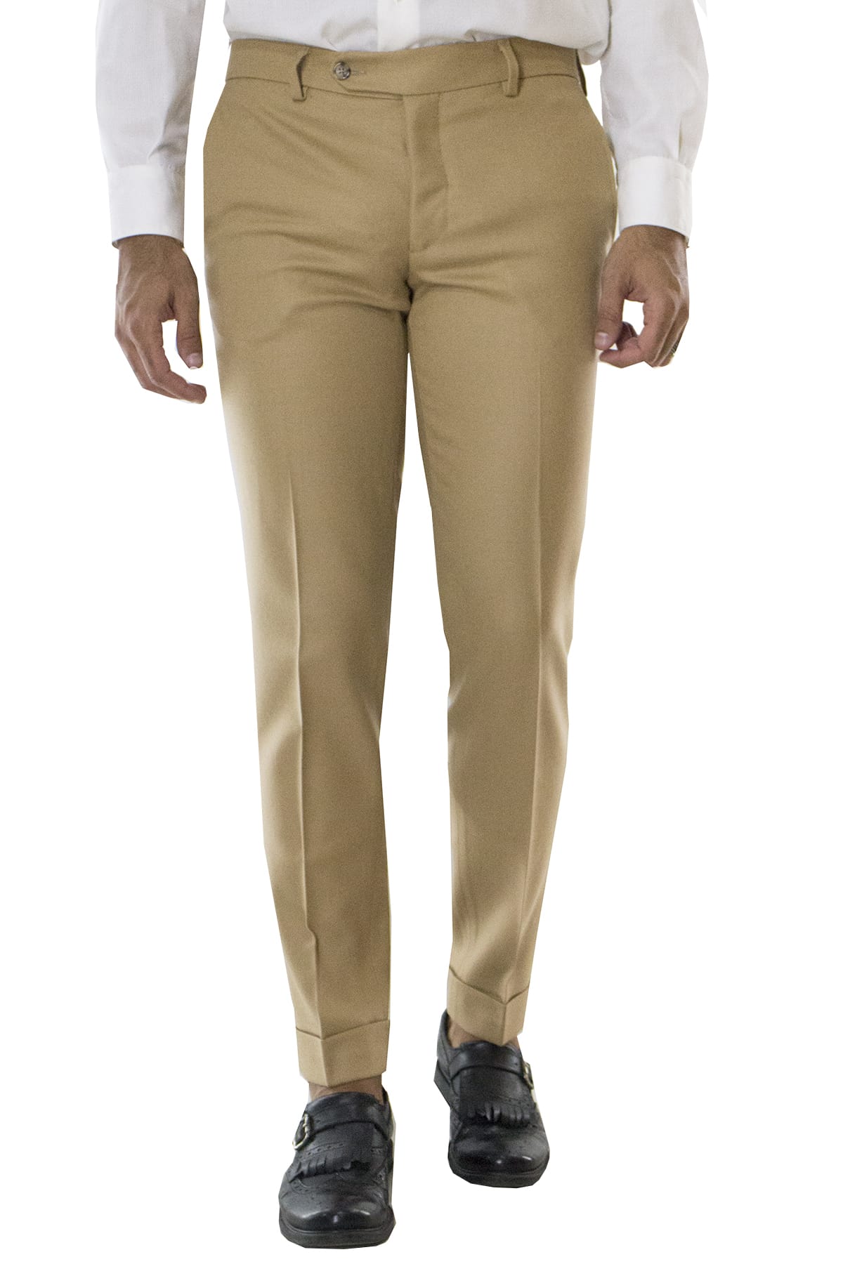 Pantalone uomo corda in lana con tasche america e risvolto 4cm