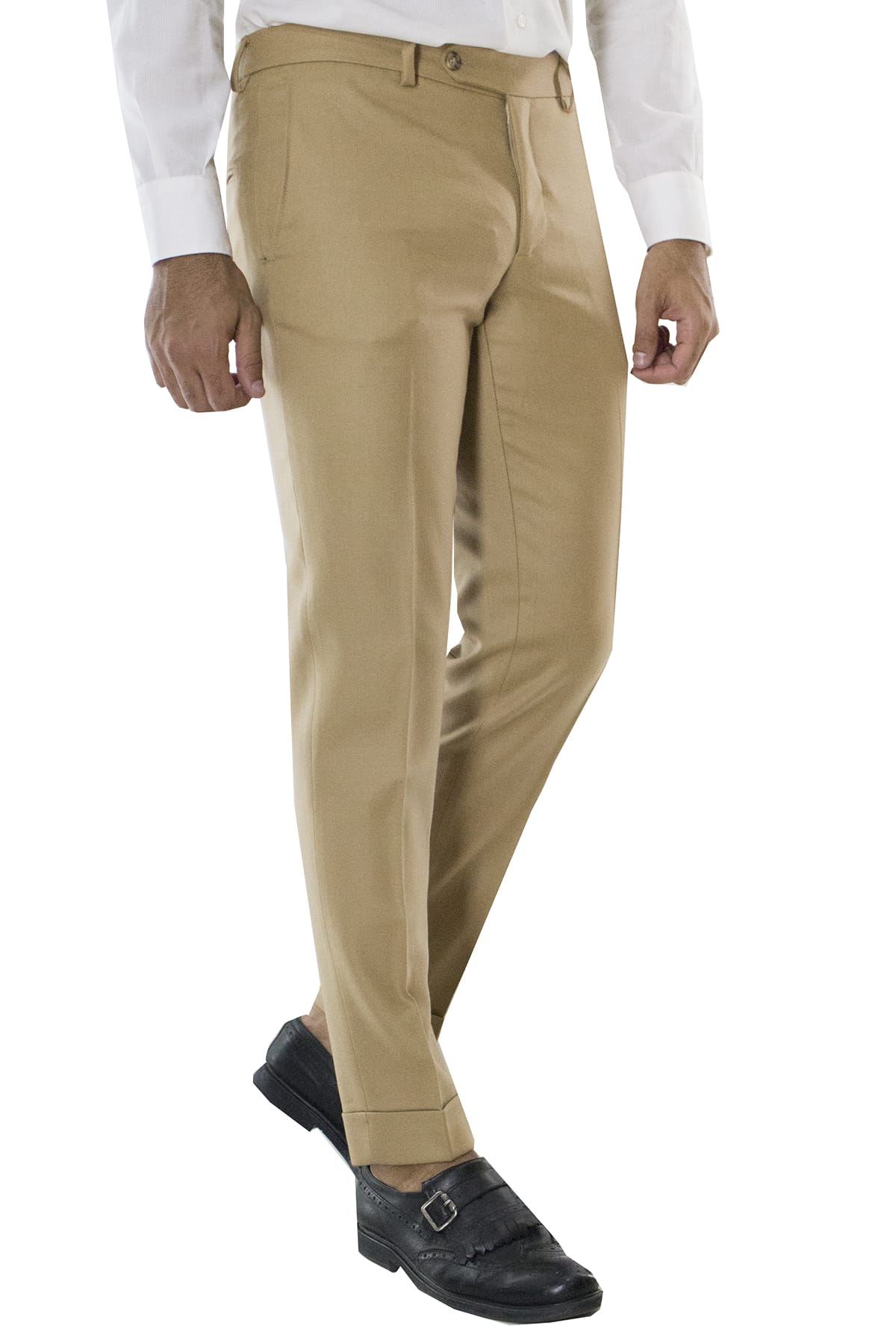 Pantalone uomo corda in lana con tasche america e risvolto 4cm