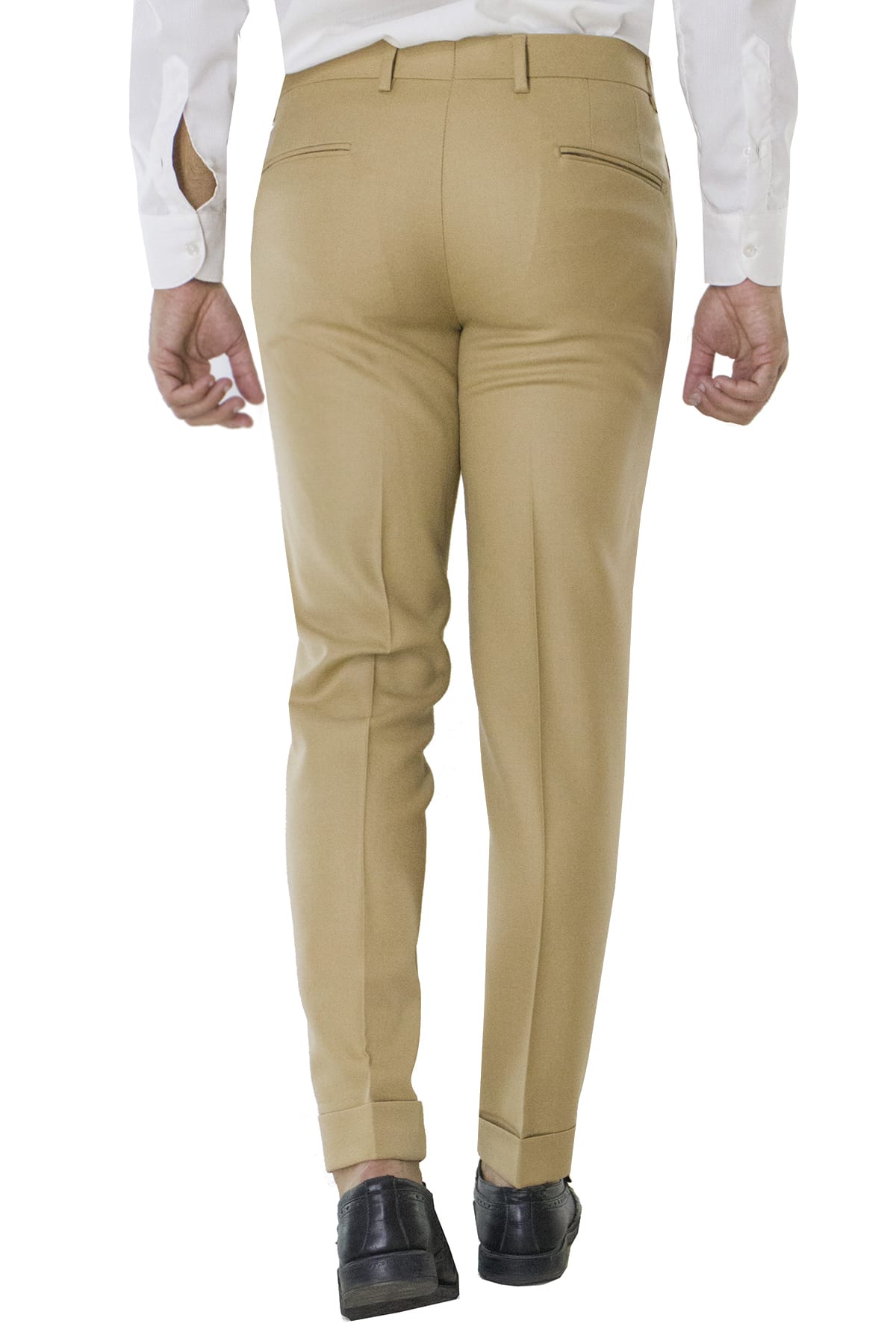 Pantalone uomo corda in lana con tasche america e risvolto 4cm