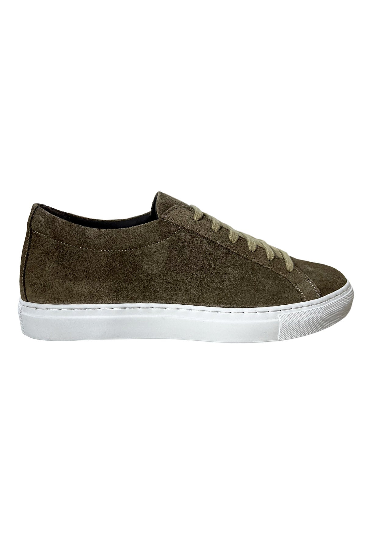 Sneakers uomo fango in camoscio con suola in gomma bianca made in italy
