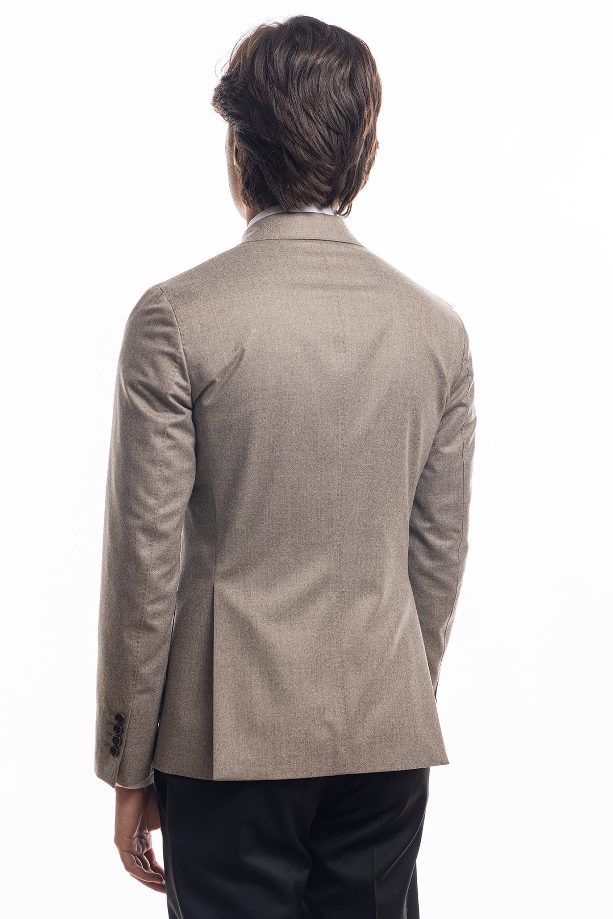 Giacca uomo doppiopetto tortora in lana sartoriale slim fit rever largo vitale barberis canonico