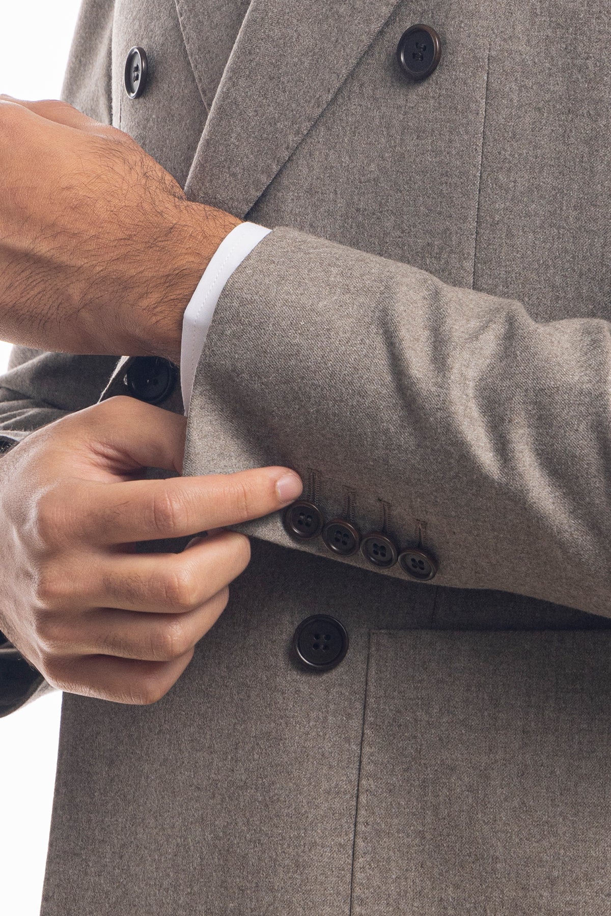 Giacca uomo doppiopetto tortora in lana sartoriale slim fit rever largo vitale barberis canonico