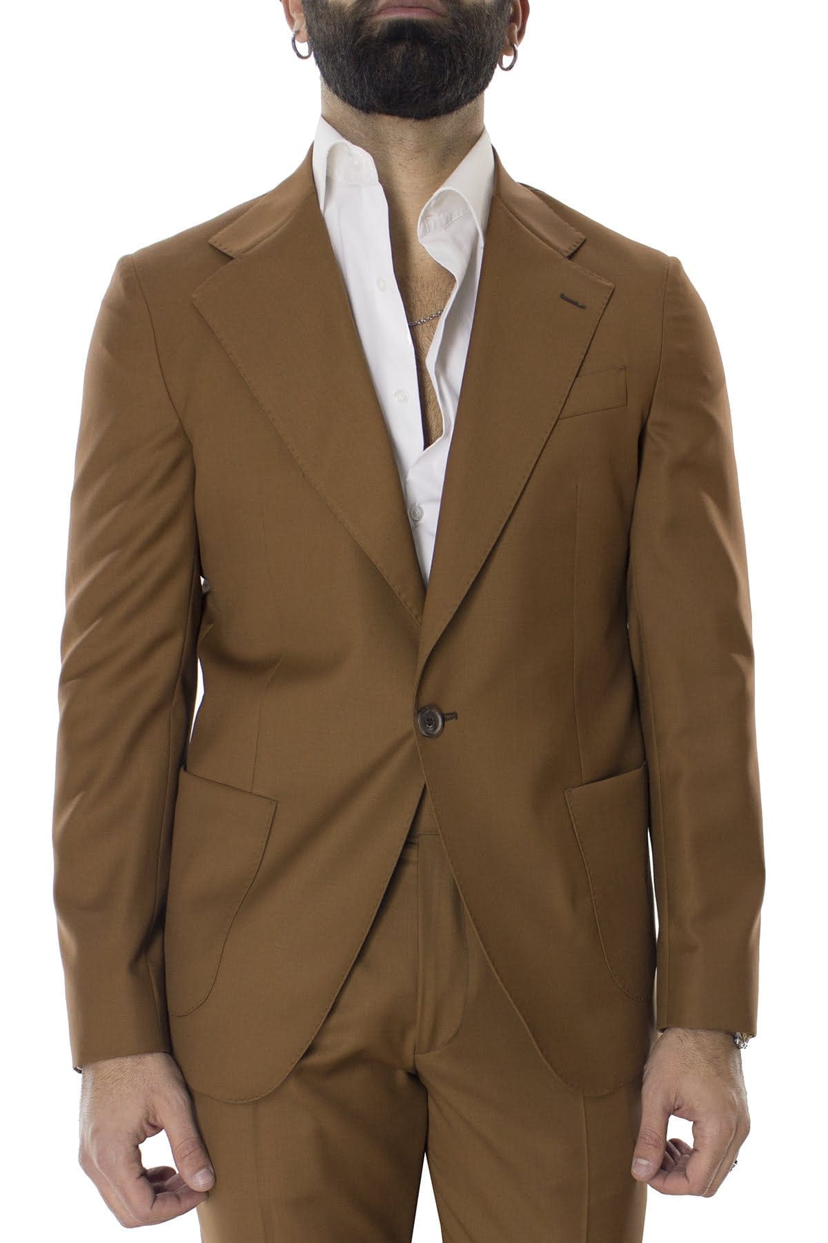 Giacca uomo monopetto coccio in fresco lana sartoriale slim fit rever largo vitale barberis canonico