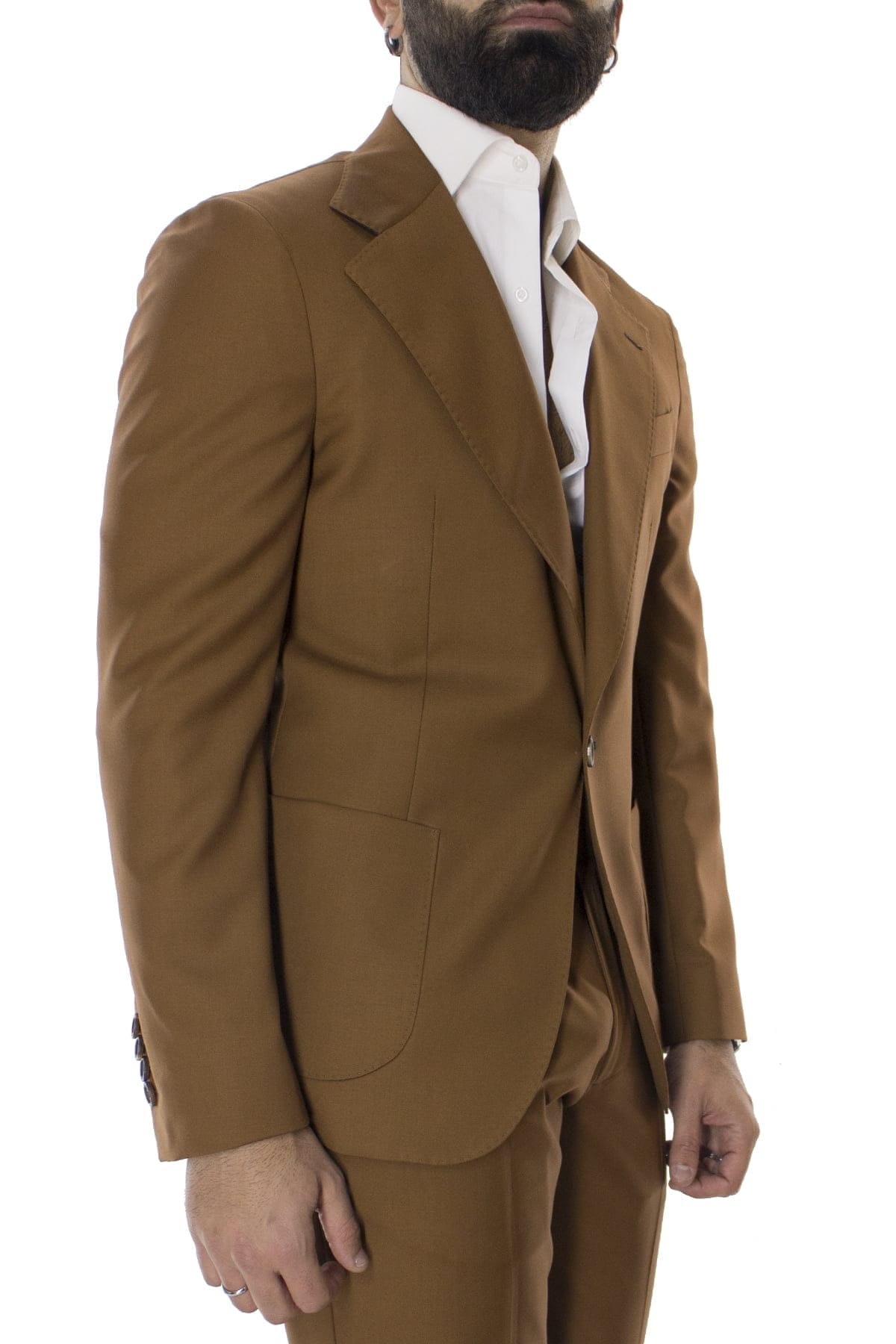 Giacca uomo monopetto coccio in fresco lana sartoriale slim fit rever largo vitale barberis canonico