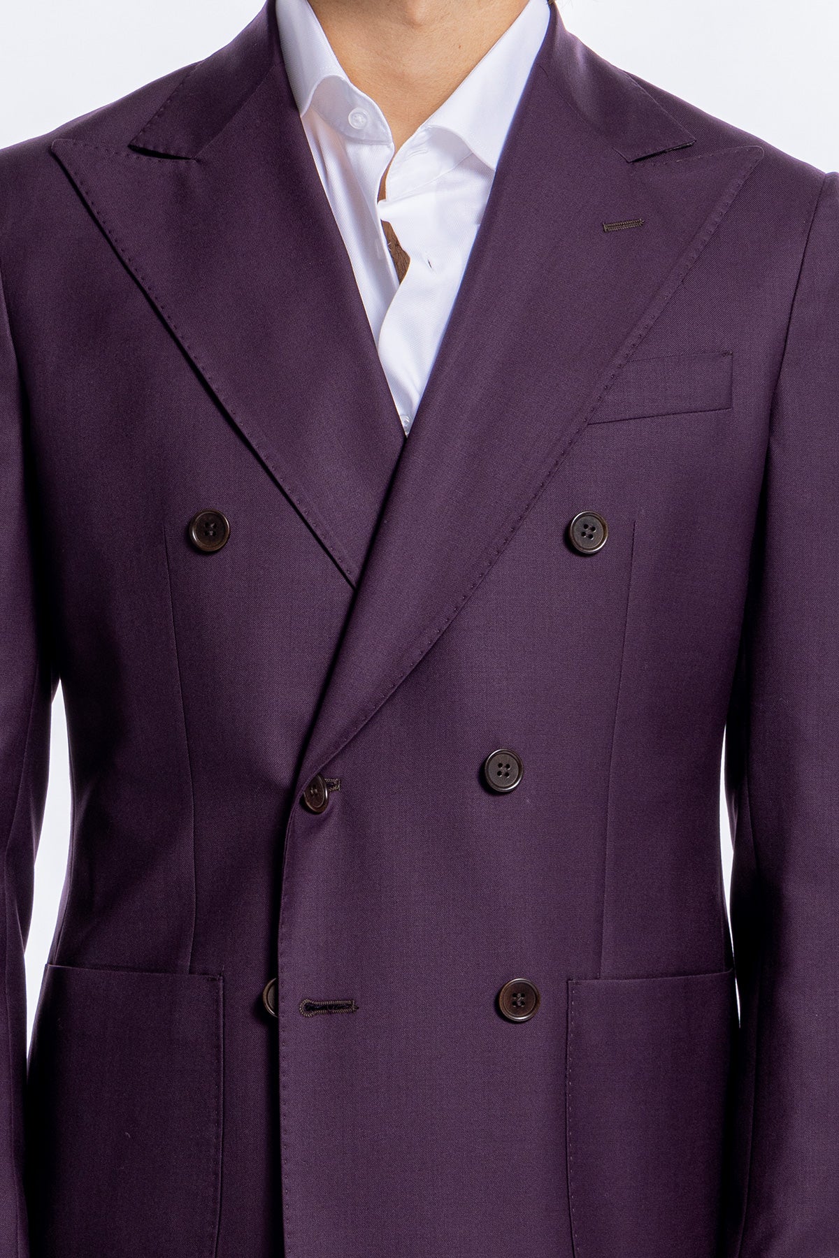 Giacca uomo doppiopetto bordeaux in fresco lana 100% sartoriale slim fit rever largo Holland & Sherry