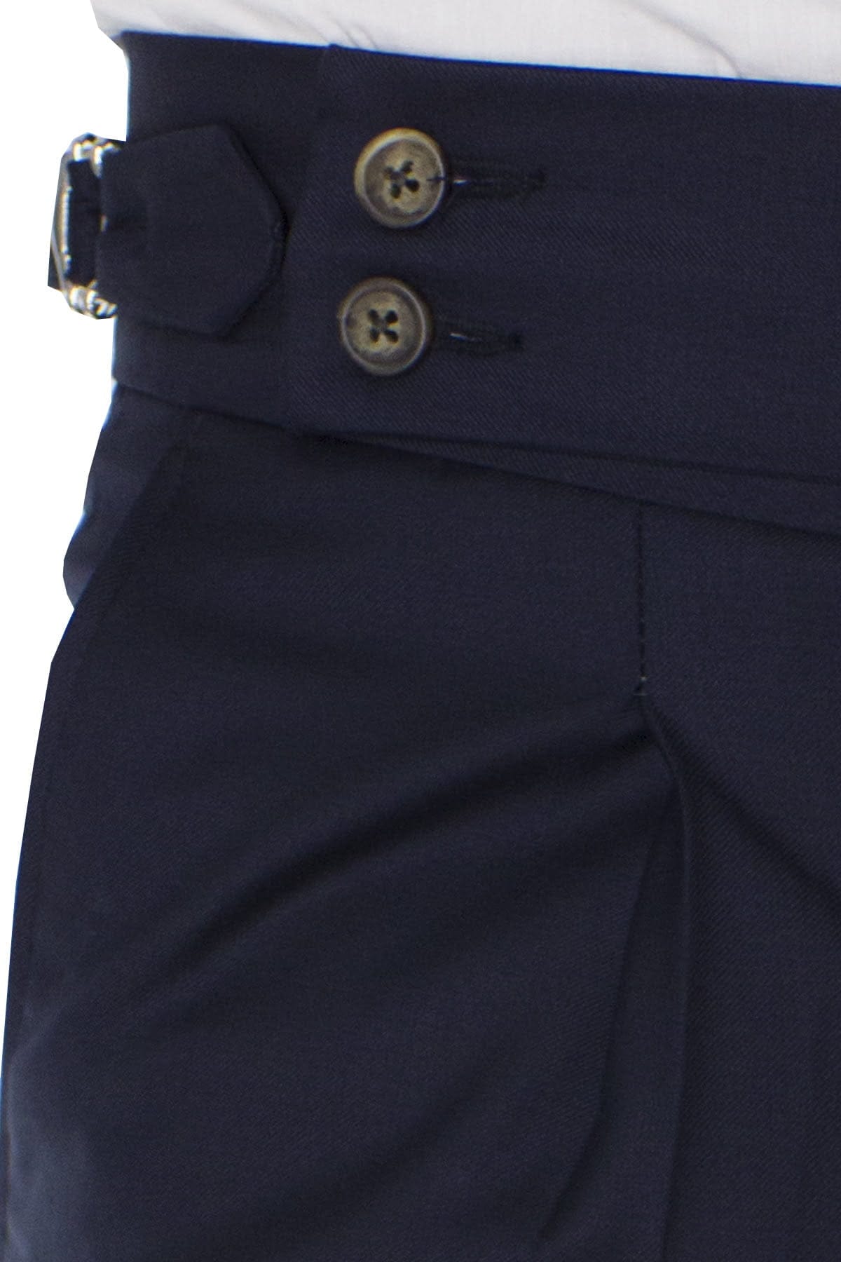 Carillo Moda Pantalone Uomo Blu in Lana Vita Alta con Pinces e Fibbie Laterali Vitale barberis canonico