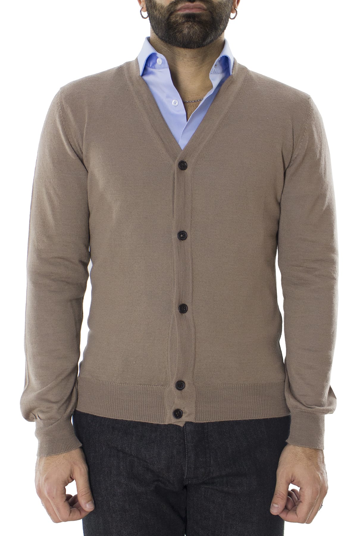 Cardigan uomo in lana merinos extra slim fit made in Italy 5 bottoni