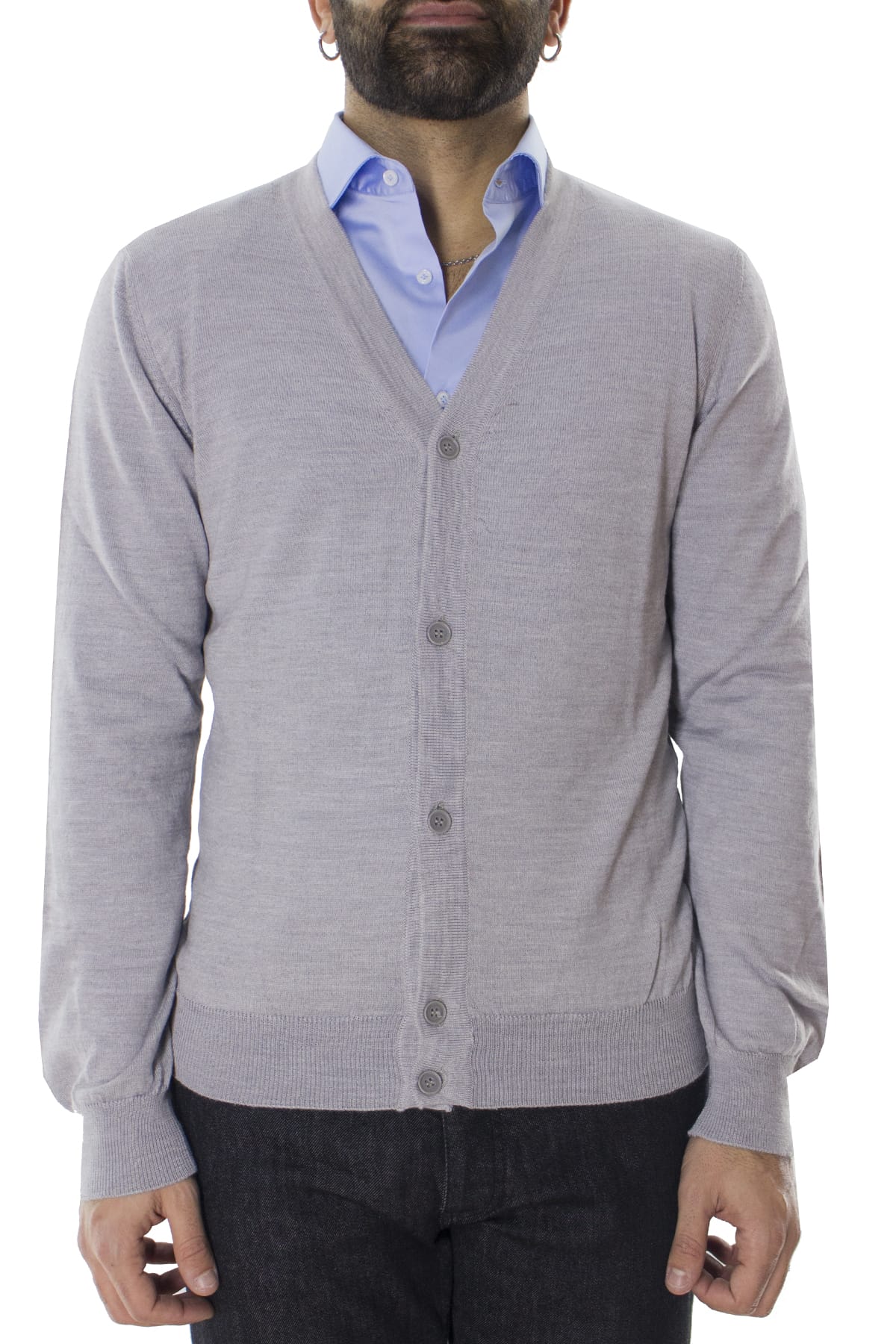 Cardigan uomo in lana merinos extra slim fit made in Italy 5 bottoni