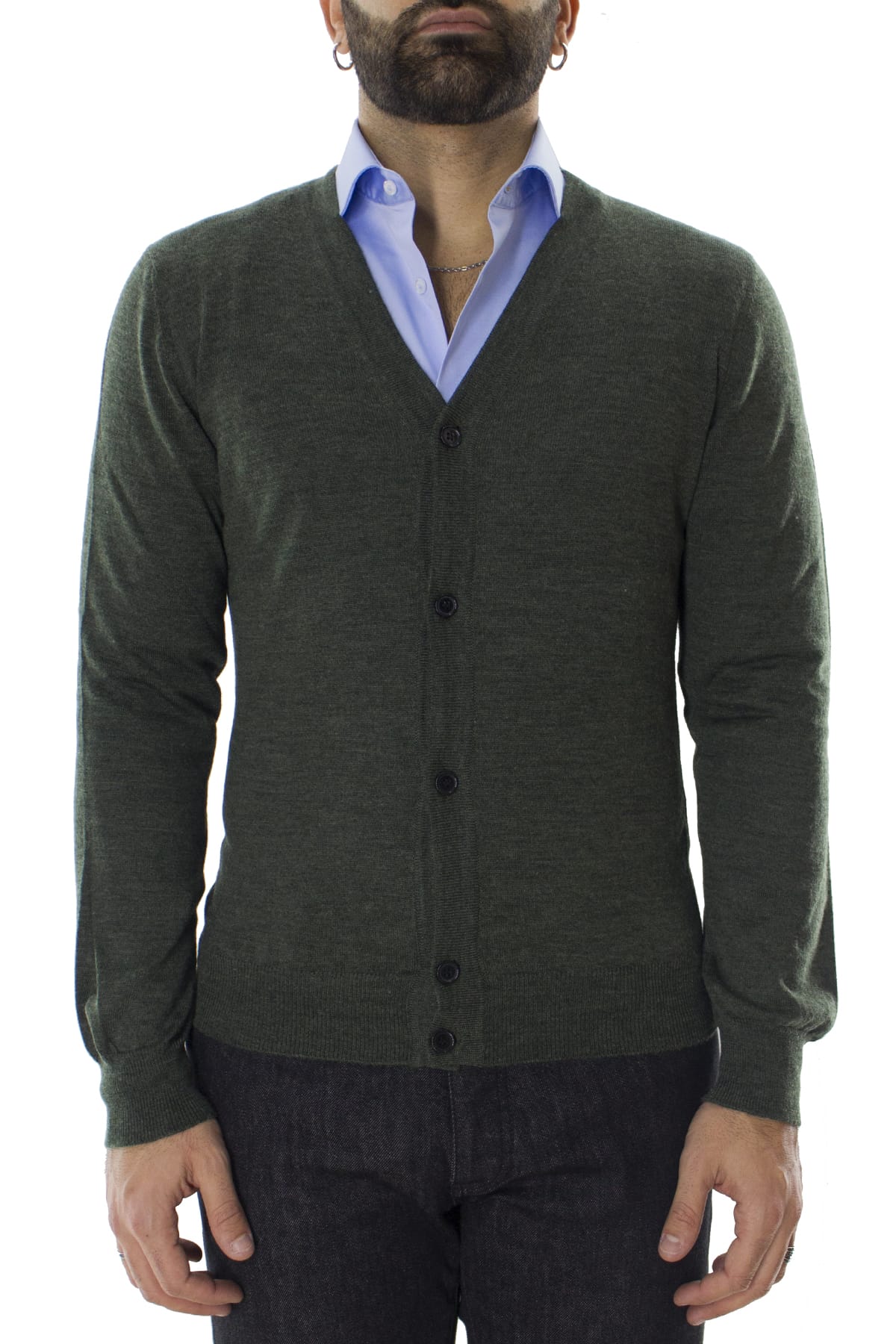 Cardigan uomo in lana merinos extra slim fit made in Italy 5 bottoni