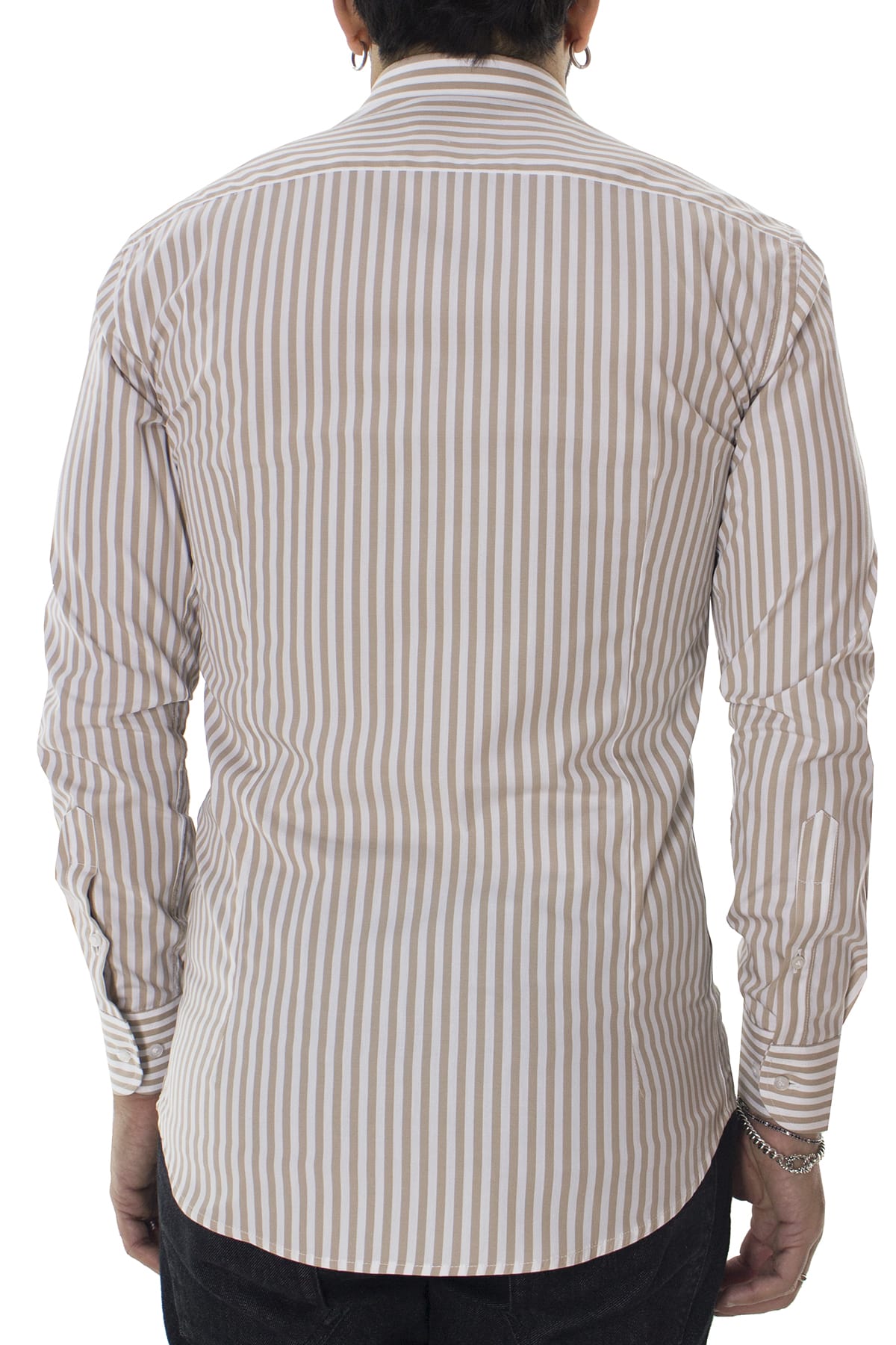 Camicia Uomo righe Larghe Slim fit  Collo semi francese 100% cotone made in italy