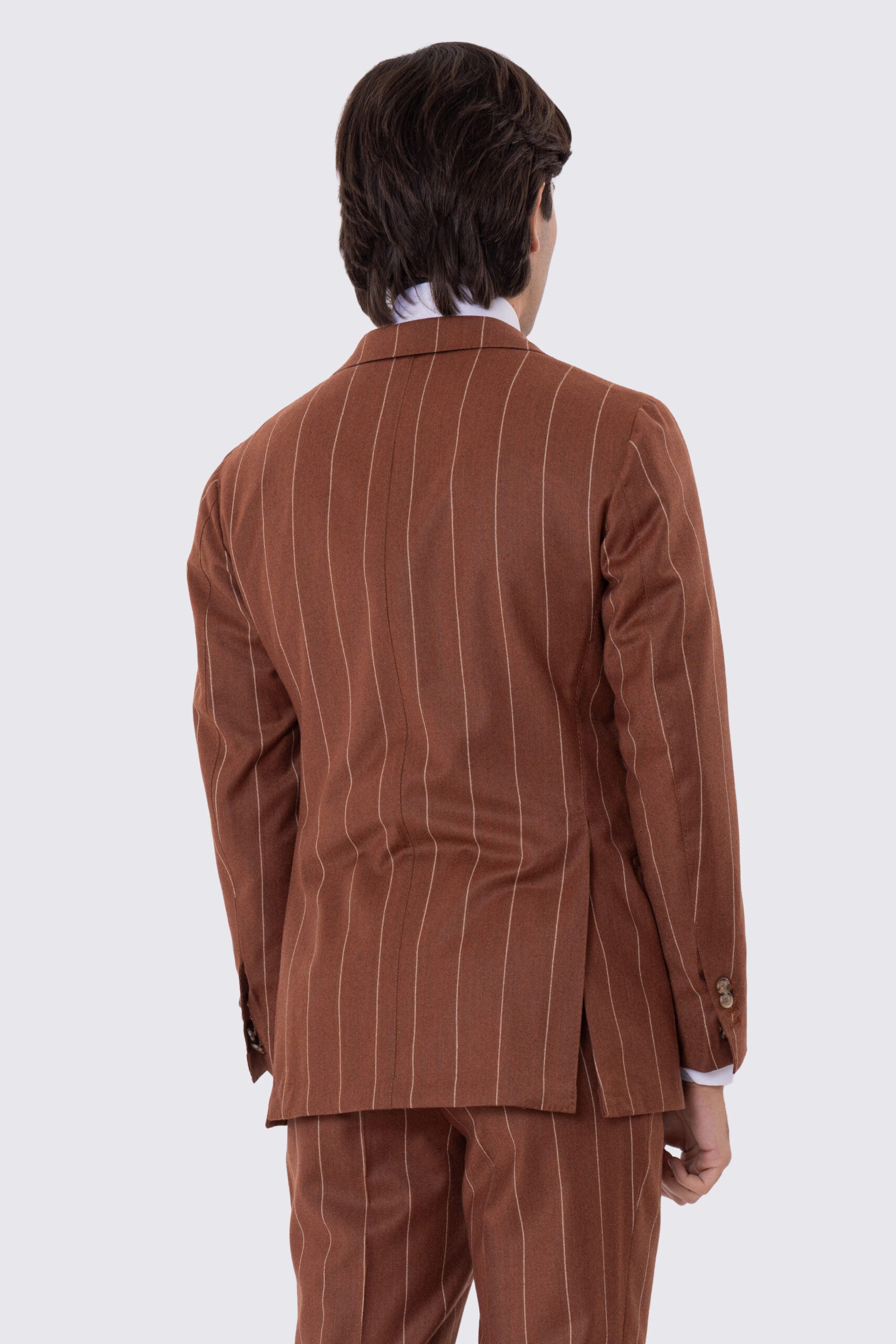 Abito uomo gessato semi intelato  sartoriale in pura lana e cashmere  slim fit