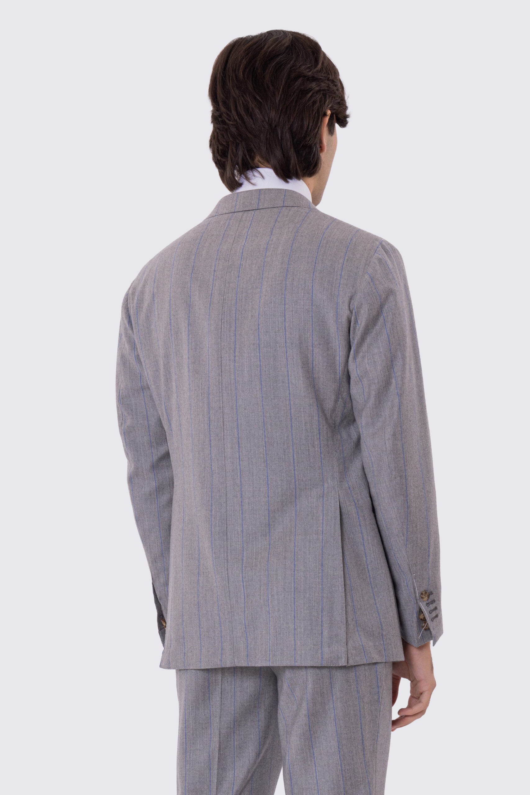 Abito uomo gessato semi intelato  sartoriale in pura lana e cashmere  slim fit