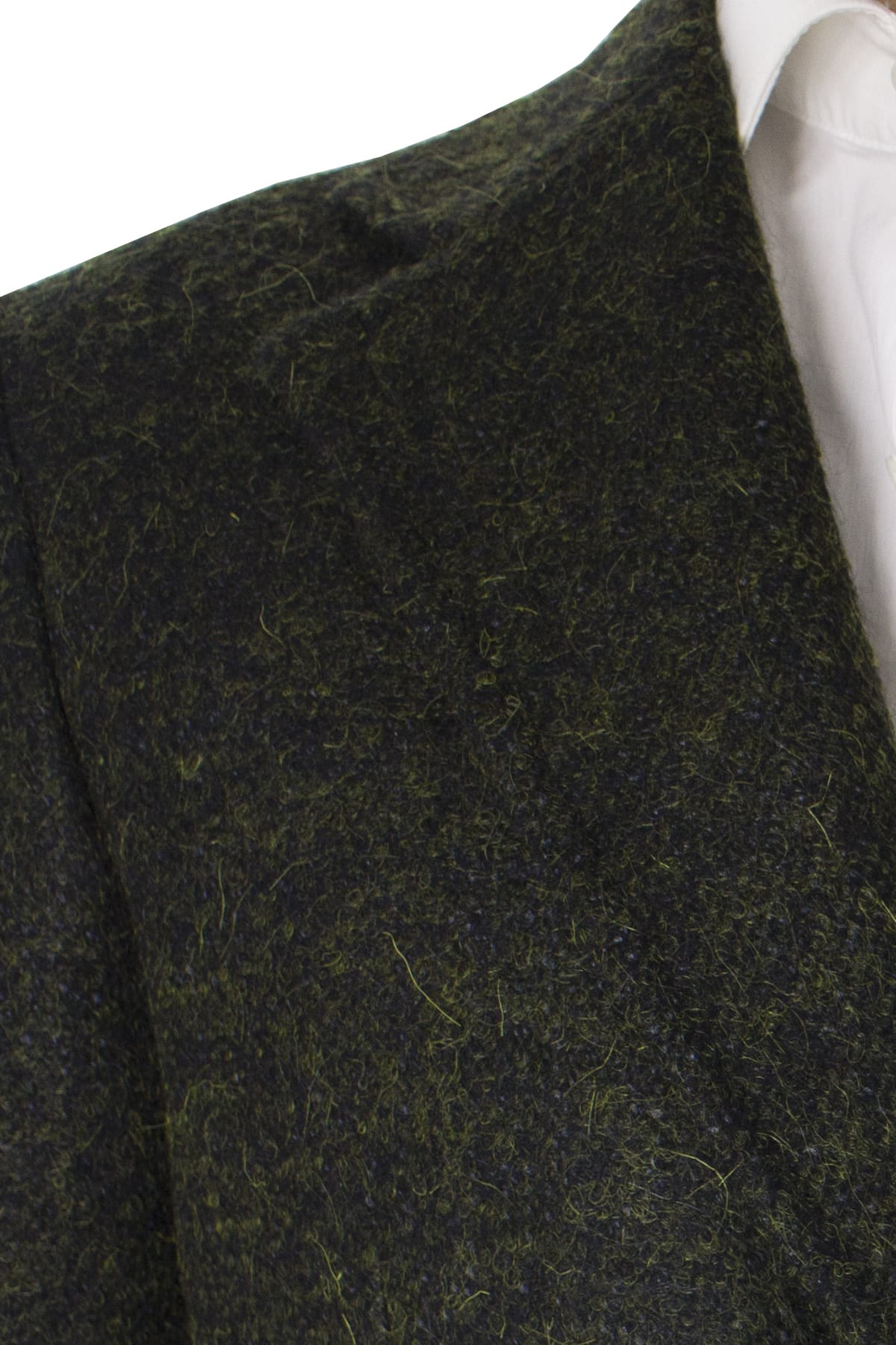 Cappotto uomo verde monopetto in lana mohair e seta rever largo Vitale Barberis Canonico