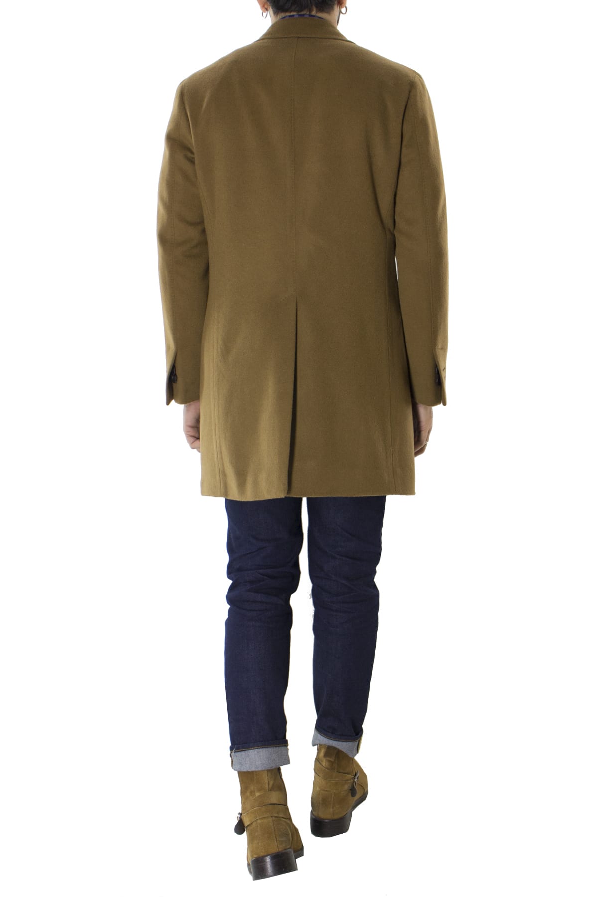 Cappotto uomo bruciato monopetto in lana rever largo made in italy