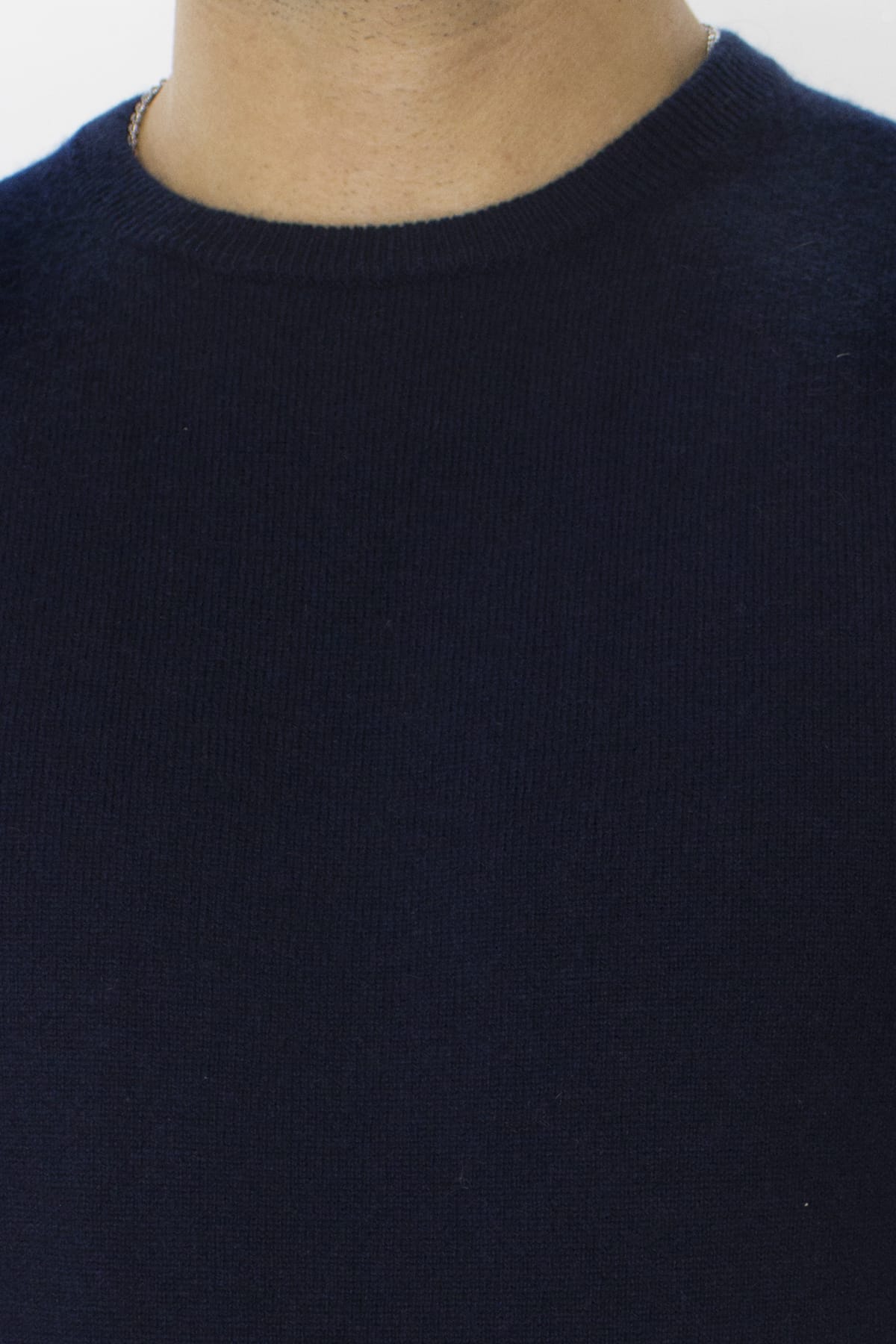 Maglione uomo Girocollo blu in puro cashmere 100% slim fit made in italy