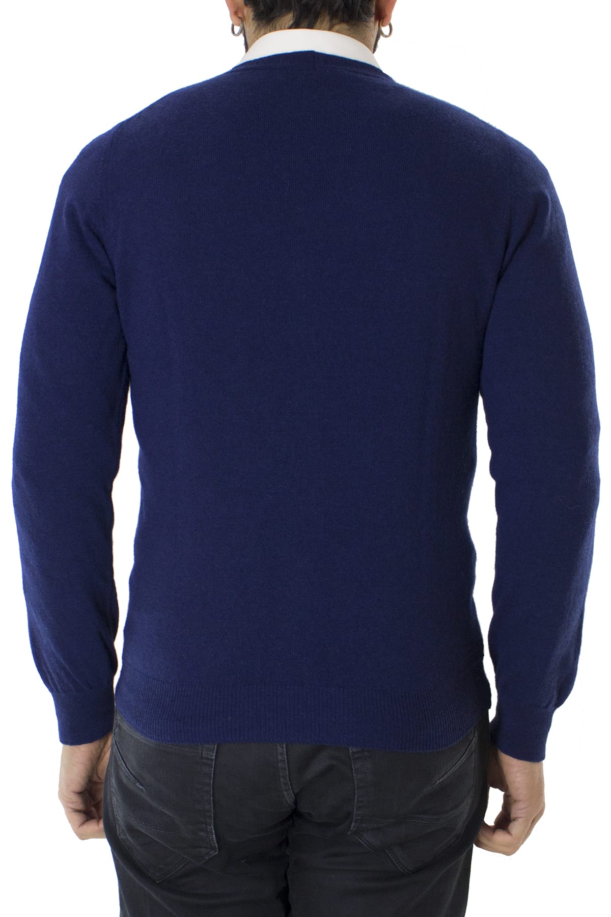 Cardigan uomo  in misto cashmere 5 bottoni slim fit made in Italy tinta unita