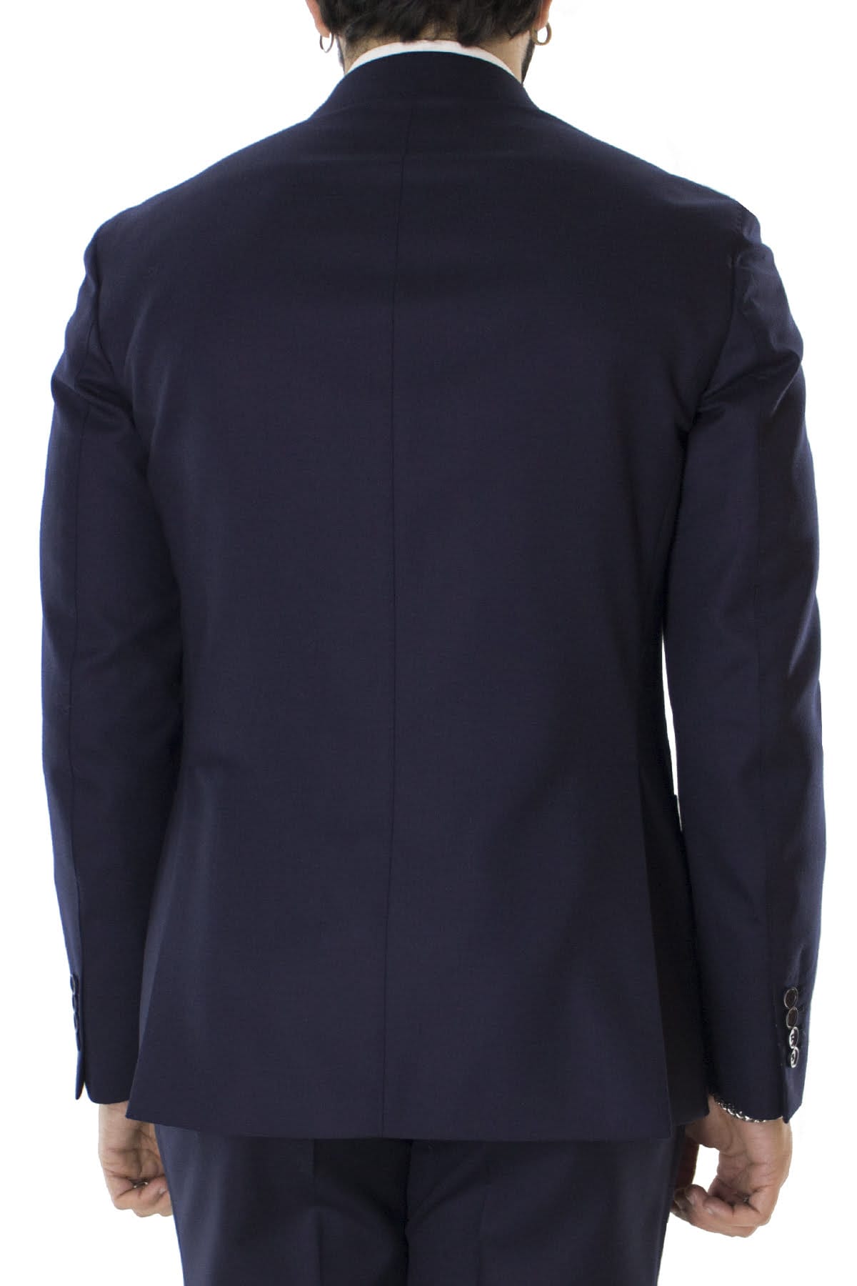 Giacca uomo monopetto blu in lana sartoriale slim fit rever largo vitale barberis canonico