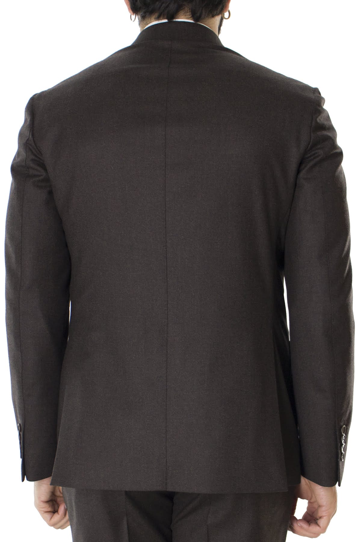 Giacca uomo monopetto marrone in lana sartoriale slim fit rever largo vitale barberis canonico