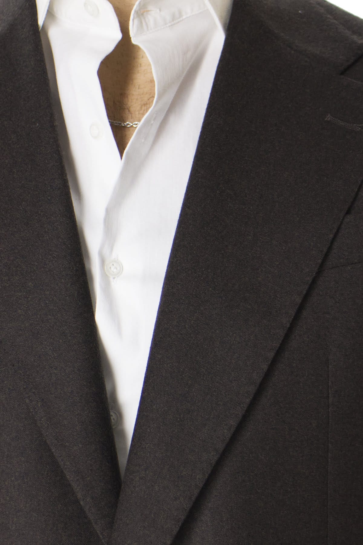 Giacca uomo monopetto marrone in lana sartoriale slim fit rever largo vitale barberis canonico