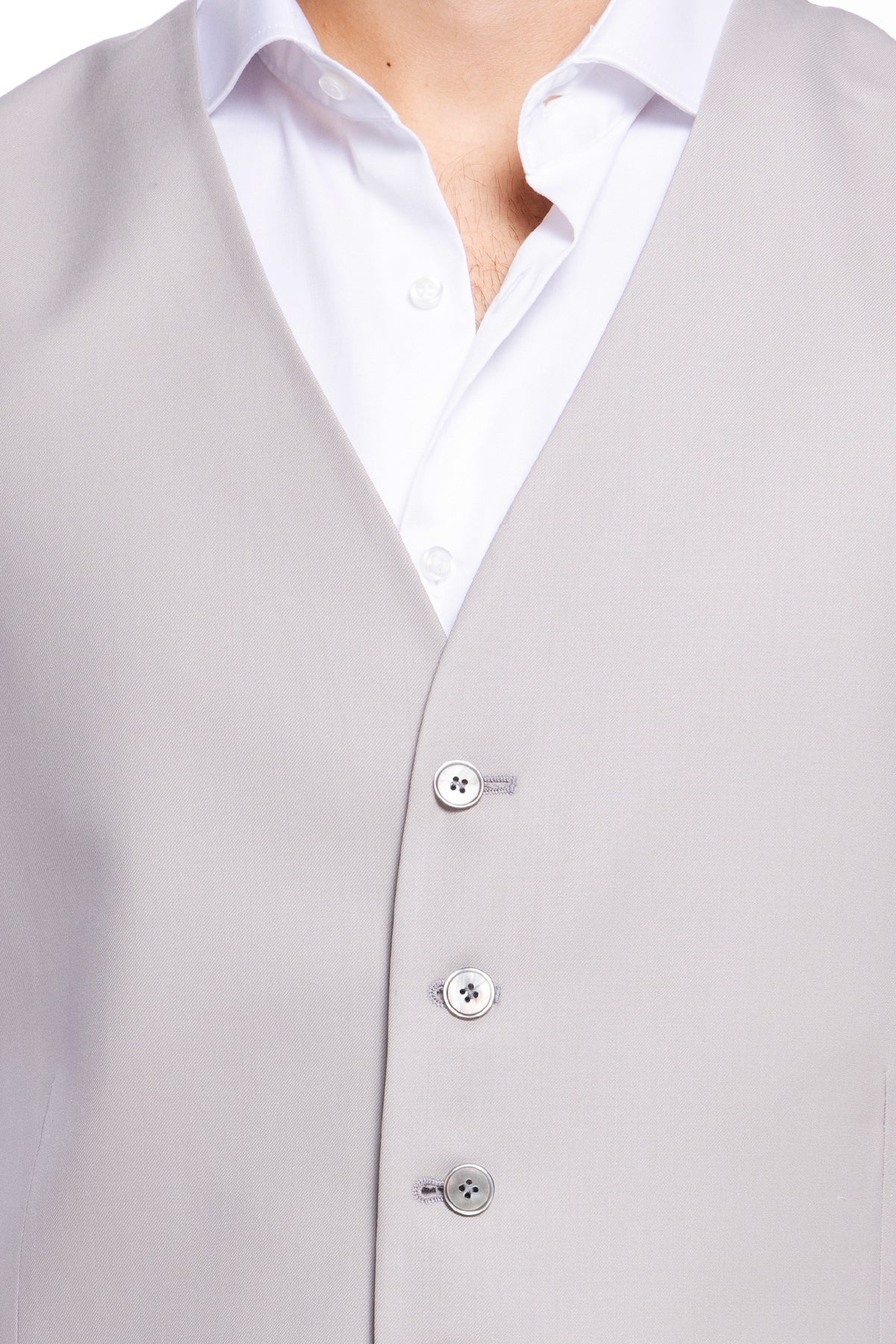 Gilet uomo monopetto grigio da cerimonia in fresco lana slim fit tessuto holland e sherry