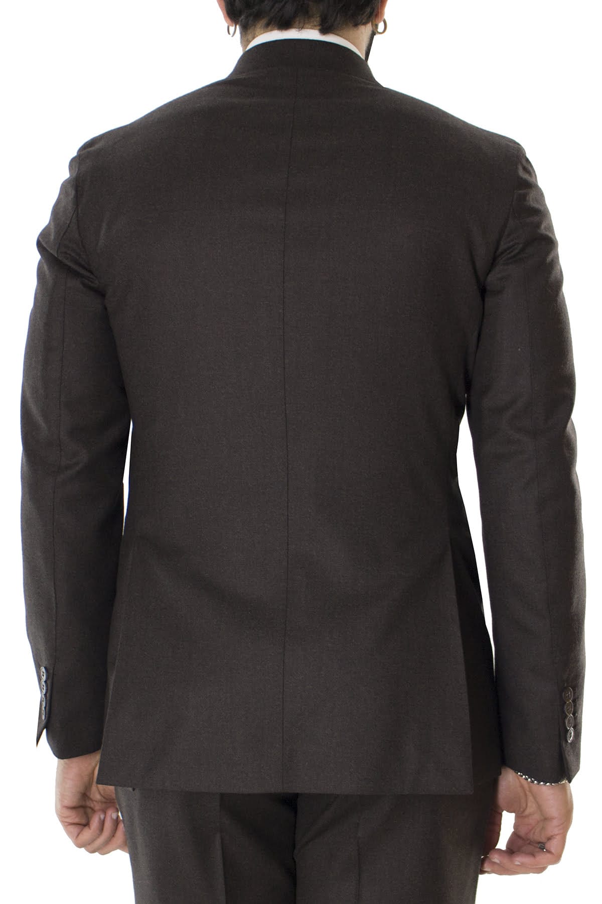 Giacca uomo doppiopetto marrone in lana sartoriale slim fit rever largo vitale barberis canonico